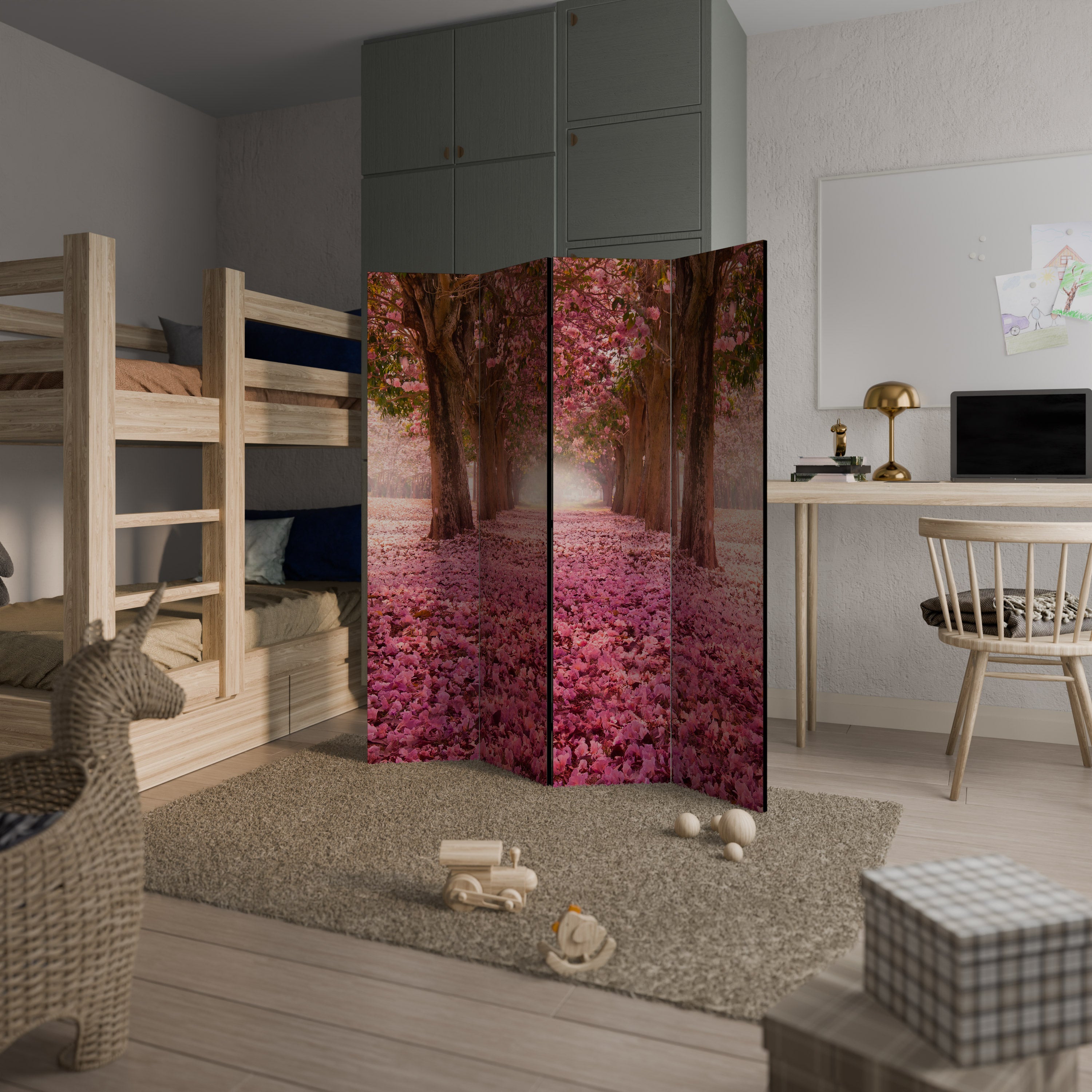 BLOSSOMING PATHWAYS 4-Panel Room Divider
