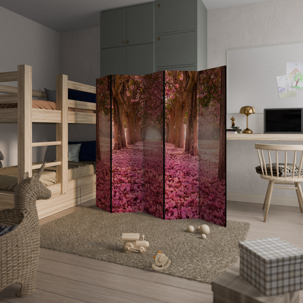 BLOSSOMING PATHWAYS 5-Panel Room Divider