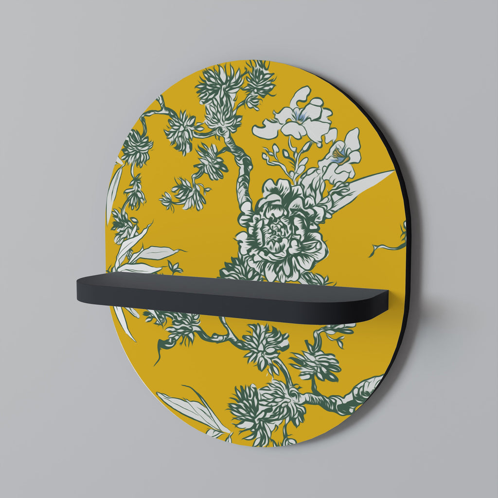 YELLOW CHINOISERIE Prateleira Oval Decorativa em Acabamento Preto