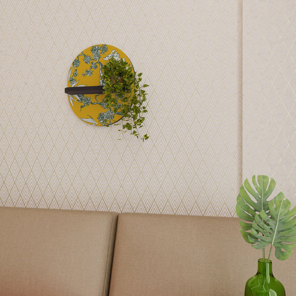 YELLOW CHINOISERIE Prateleira Oval Decorativa em Acabamento Preto