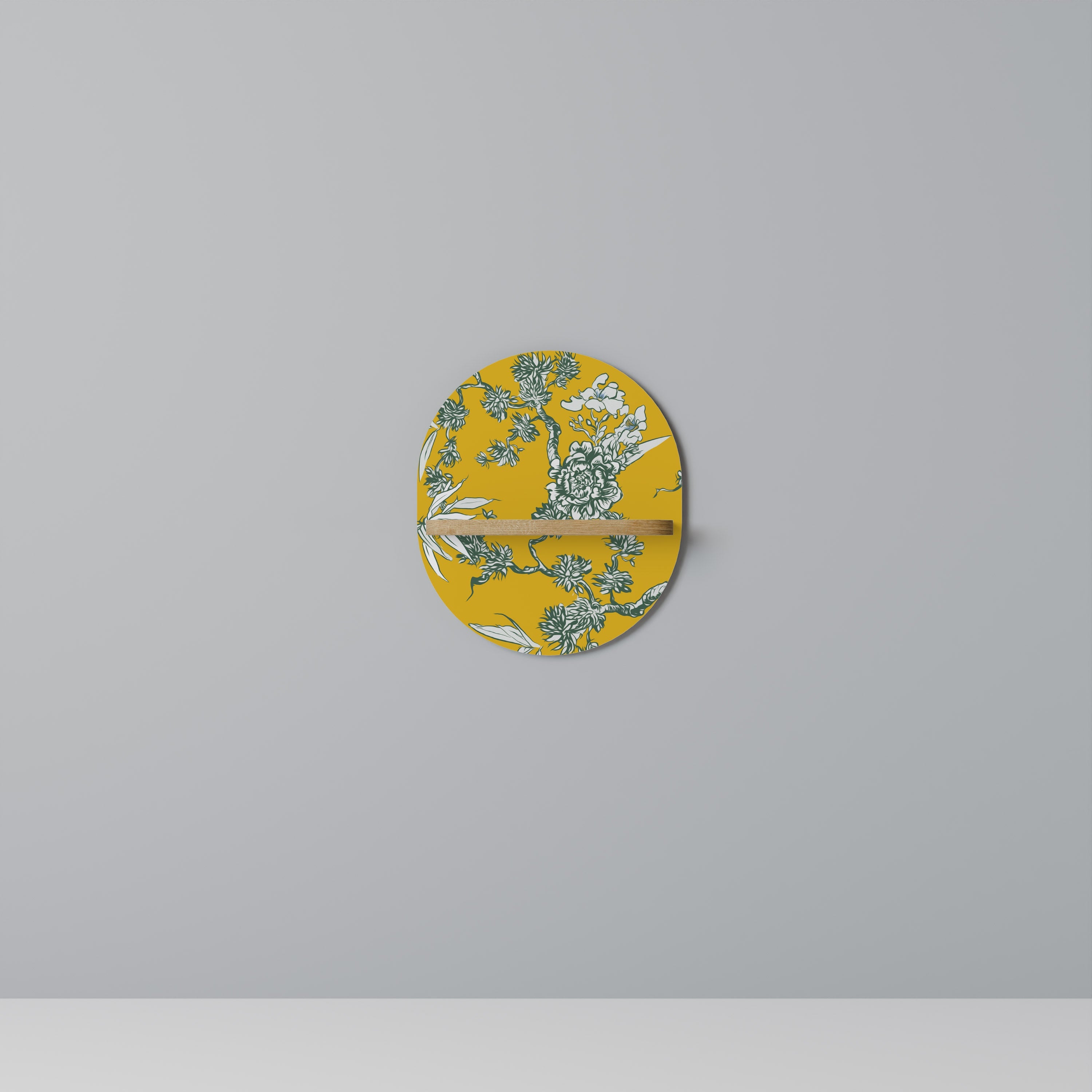 YELLOW CHINOISERIE Prateleira Oval Decorativa em Efeito Carvalho