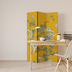 YELLOW CHINOISERIE Biombo Decorativo de 3 Painéis
