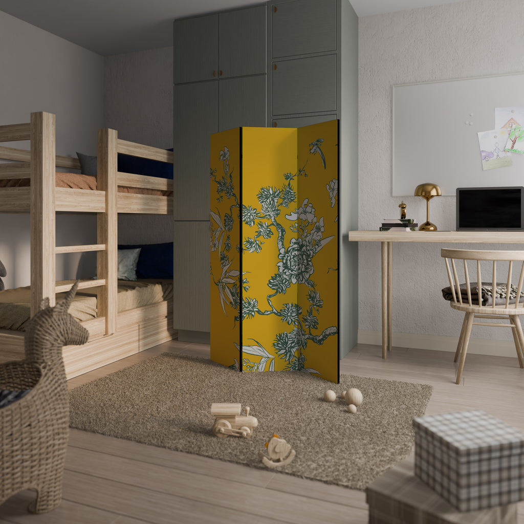YELLOW CHINOISERIE Biombo de 3 Painéis