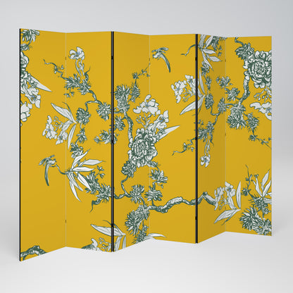 YELLOW CHINOISERIE 6-Panel Room Divider