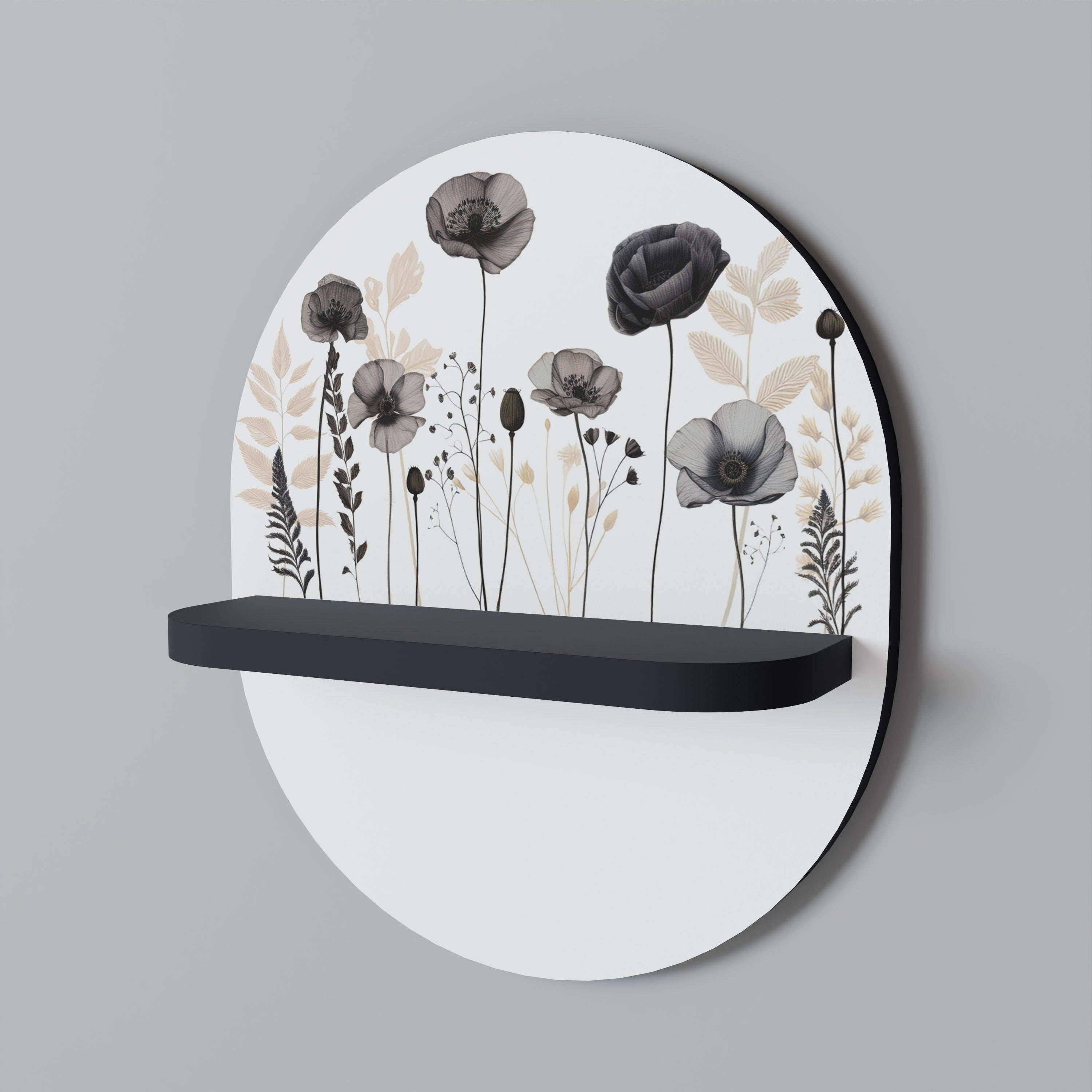 POPPY ALLURE Prateleira Oval Decorativa em Acabamento Preto