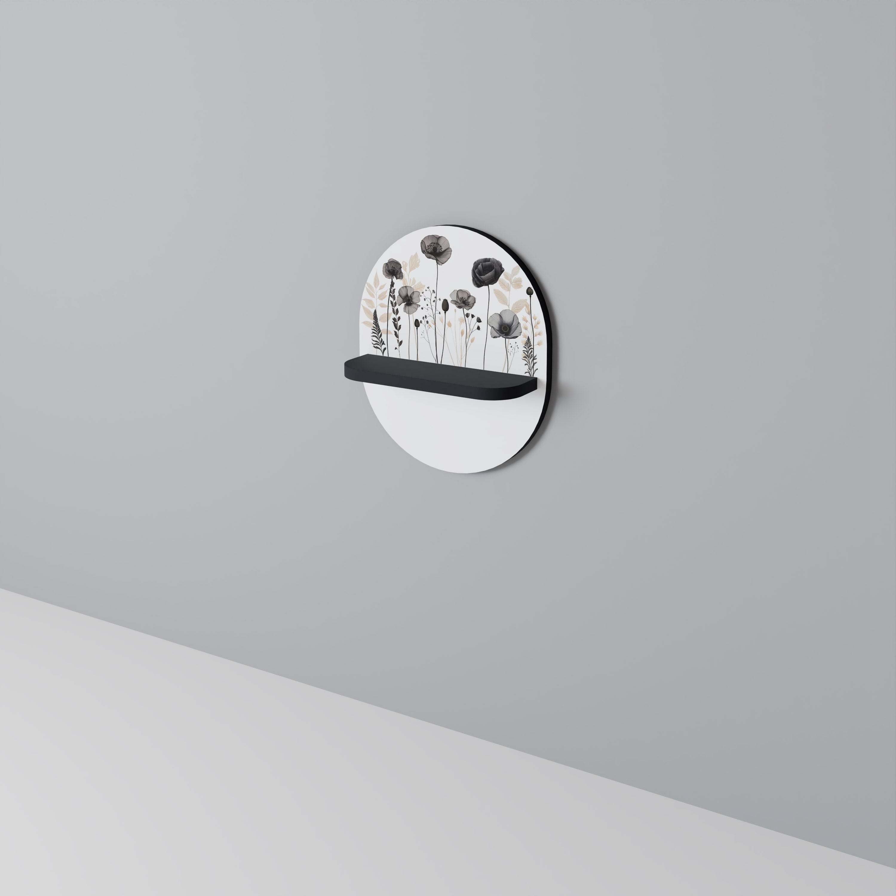 POPPY ALLURE Prateleira Oval Decorativa em Acabamento Preto