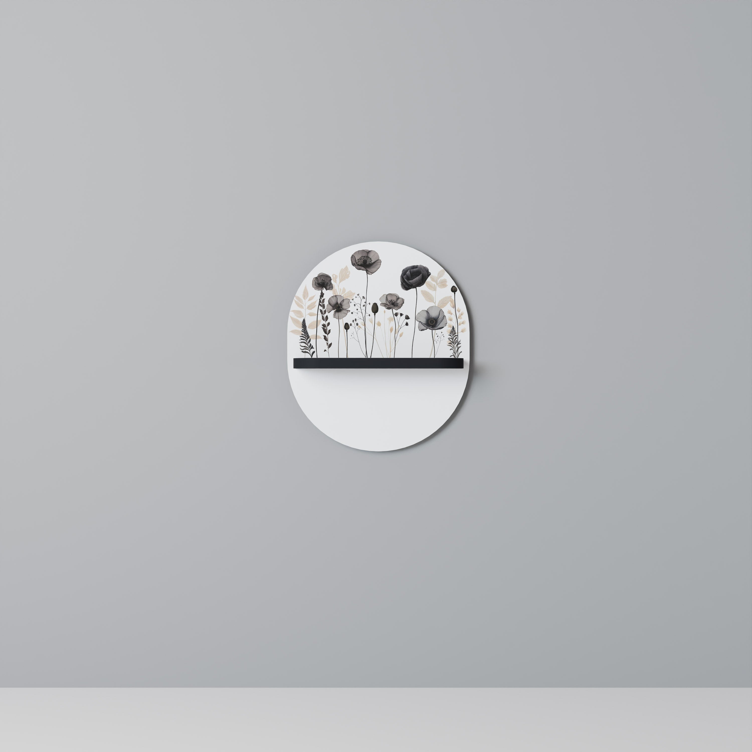 POPPY ALLURE Prateleira Oval Decorativa em Acabamento Preto