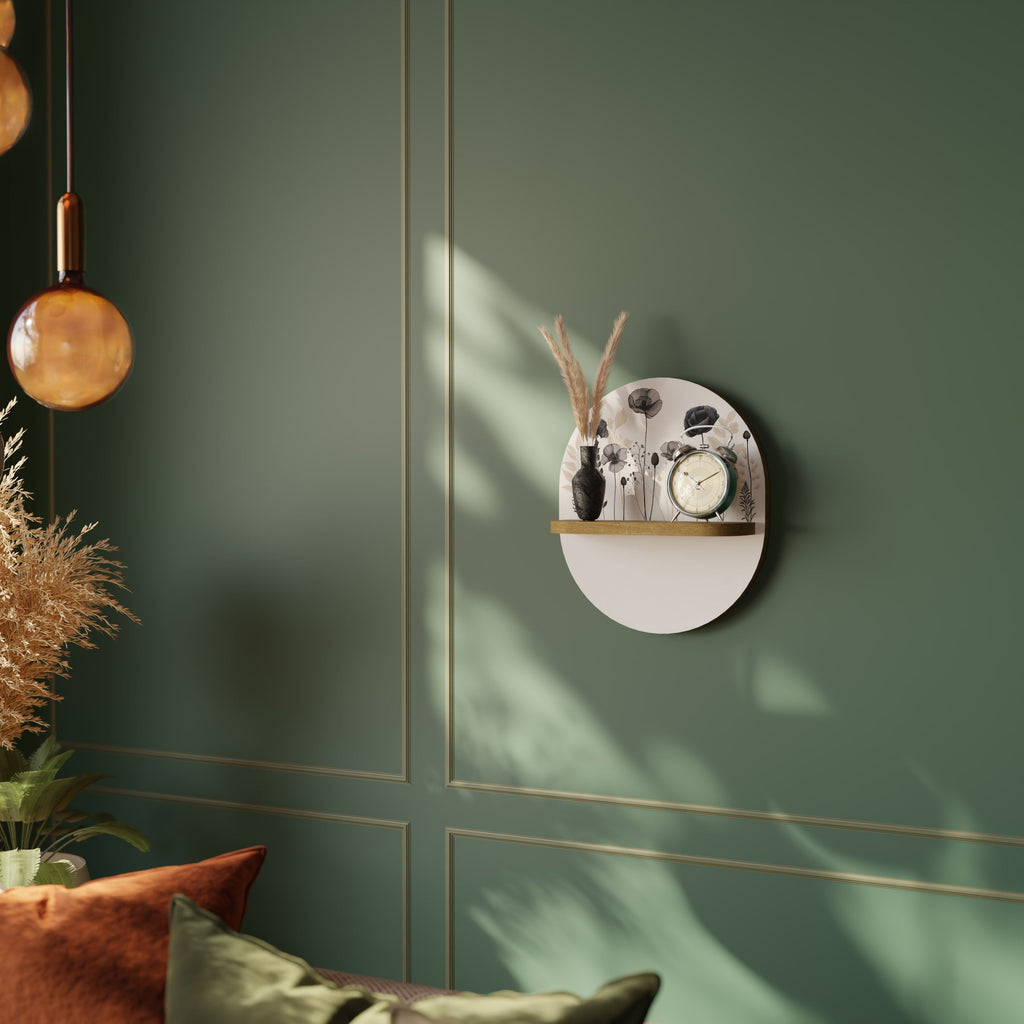 POPPY ALLURE Prateleira Oval Decorativa em Efeito Carvalho