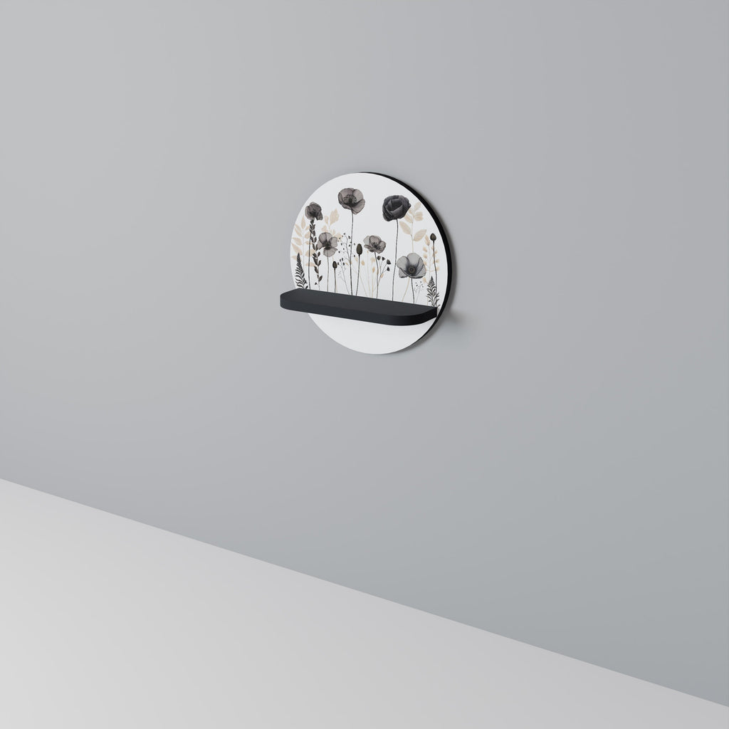 POPPY ALLURE Round Art Shelf In Black Finish