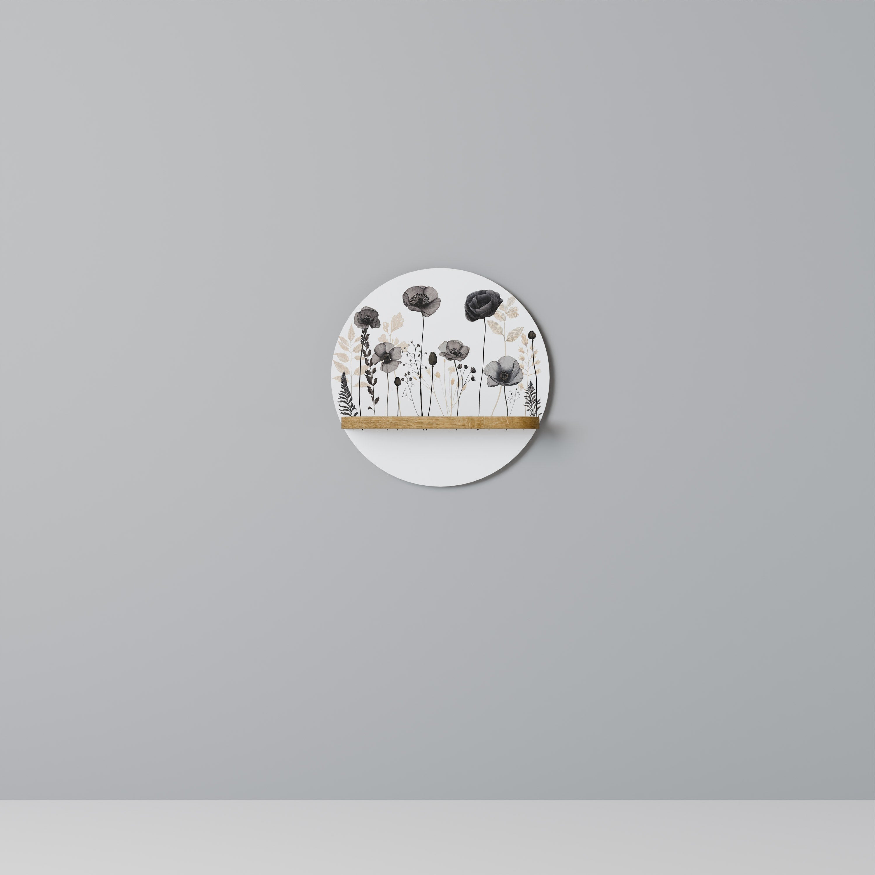 POPPY ALLURE Prateleira Redonda Decorativa em Efeito Carvalho