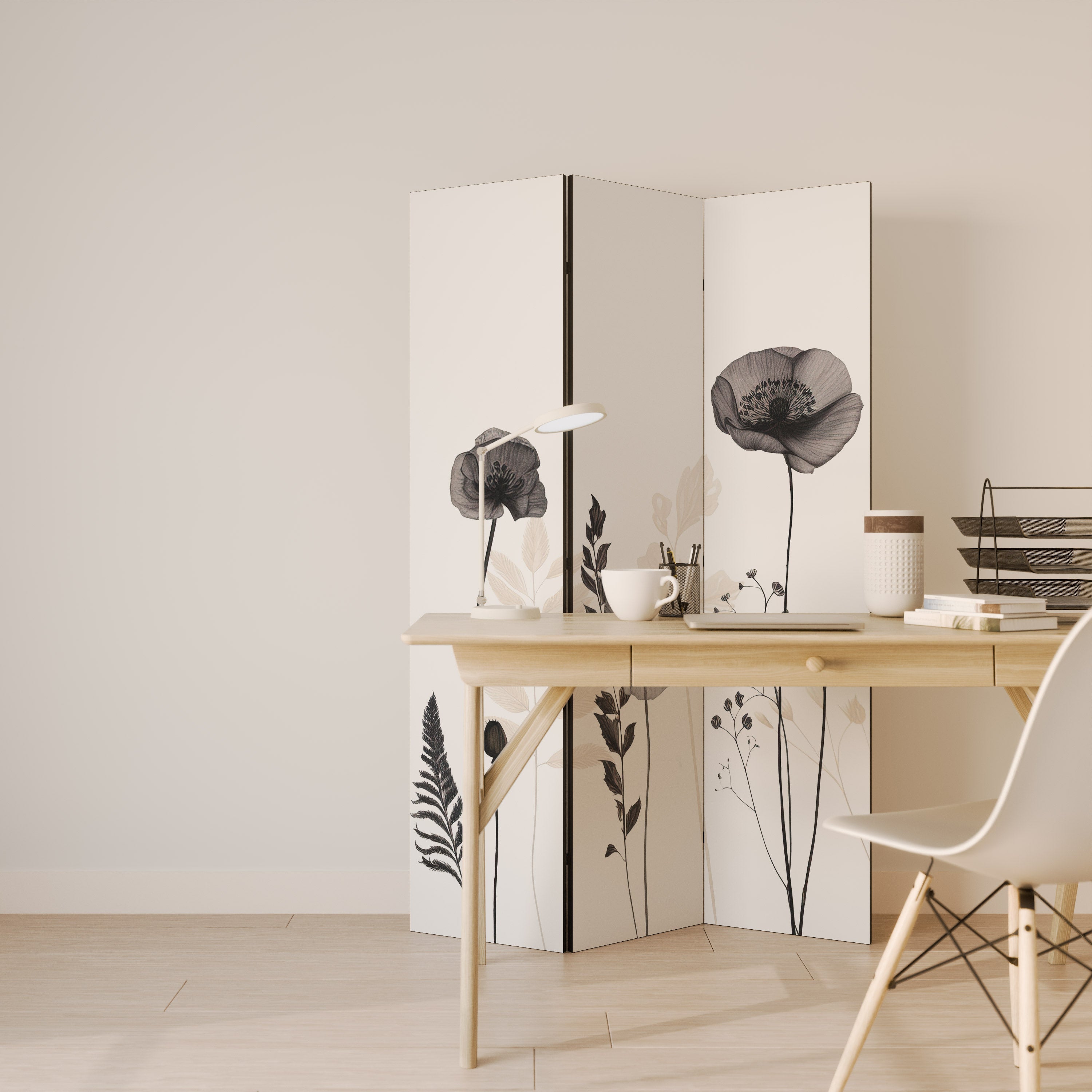 POPPY ALLURE Biombo Decorativo de 3 Painéis