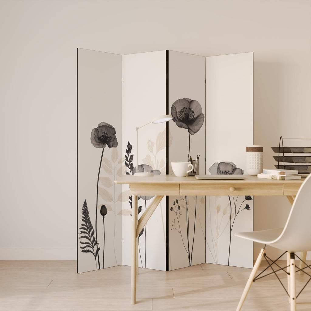 POPPY ALLURE Biombo Decorativo de 4 Painéis