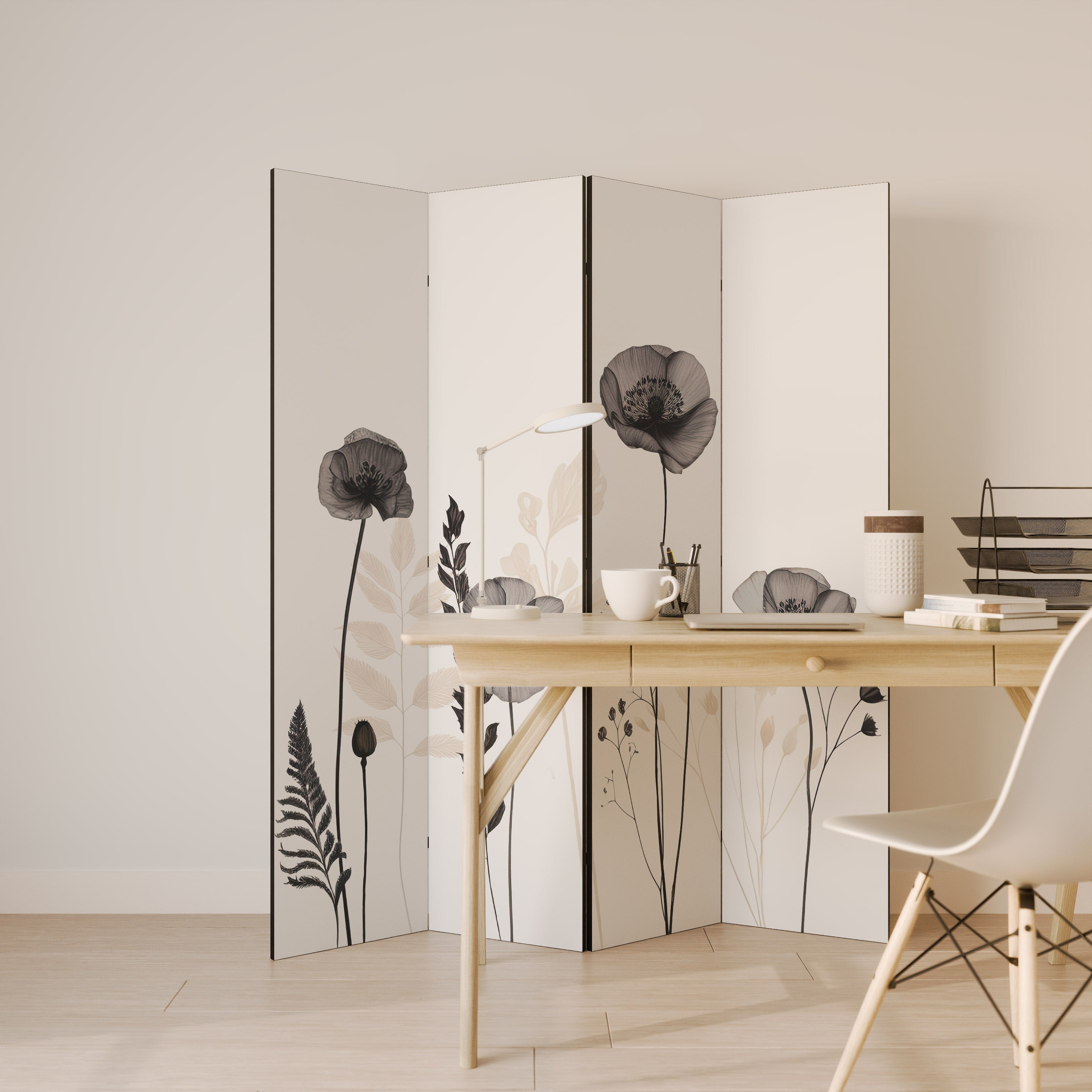 POPPY ALLURE Biombo Decorativo de 4 Painéis