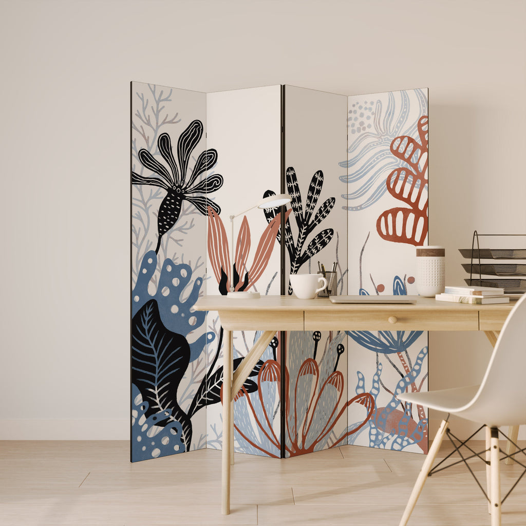 ORGANIC ASSEMBLAGE Biombo Decorativo de 4 Painéis