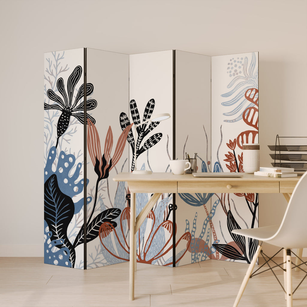 ORGANIC ASSEMBLAGE Biombo Decorativo de 5 Painéis