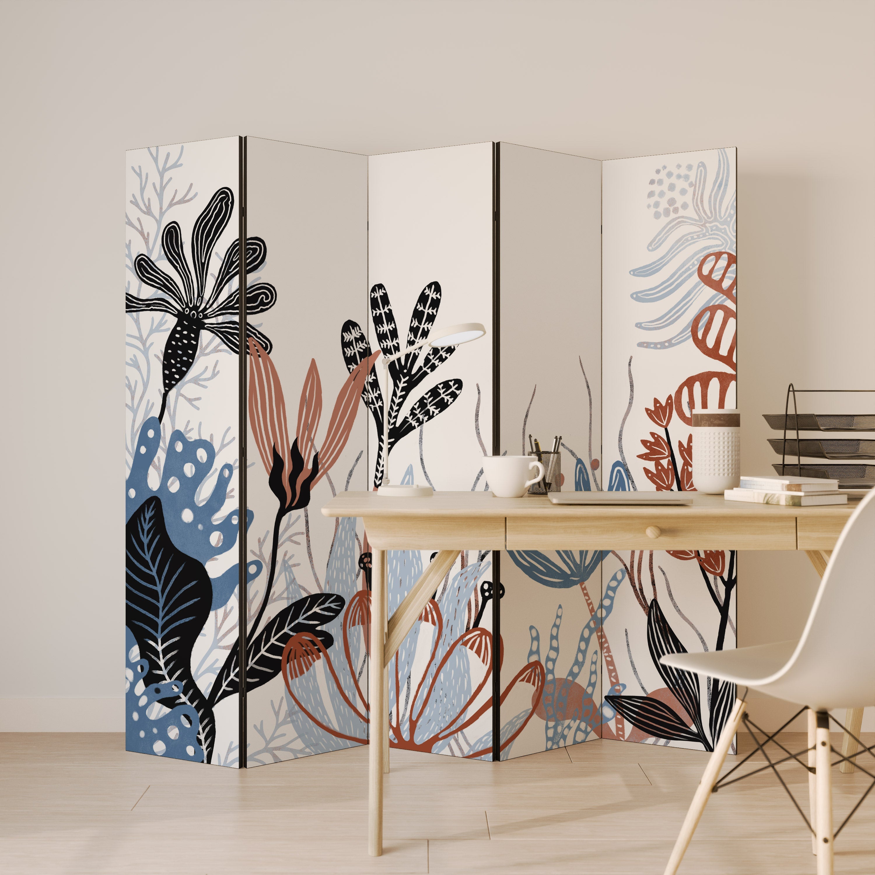 ORGANIC ASSEMBLAGE Biombo Decorativo de 5 Painéis