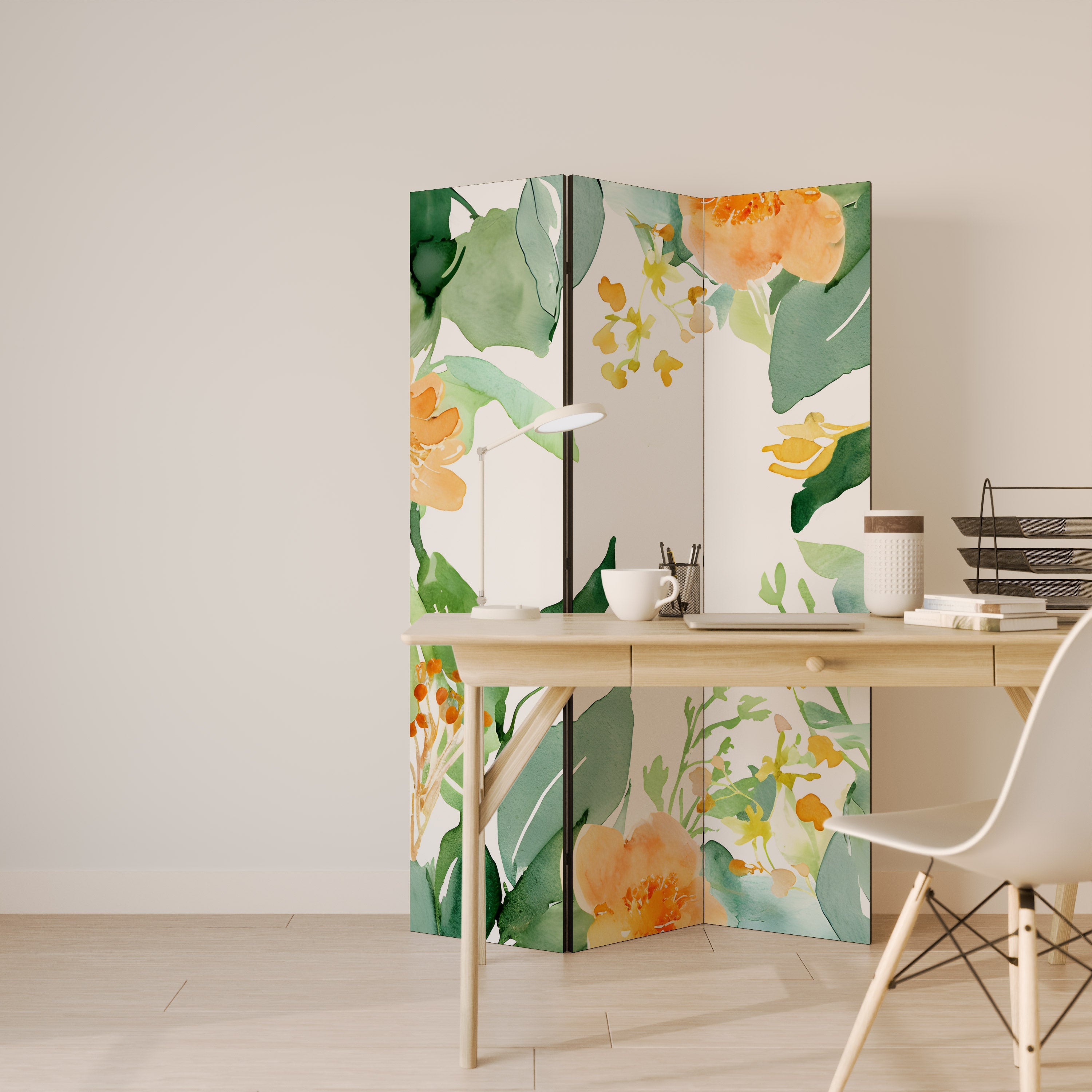 FLORAL SERENITY SPLIT Biombo Decorativo de 3 Painéis