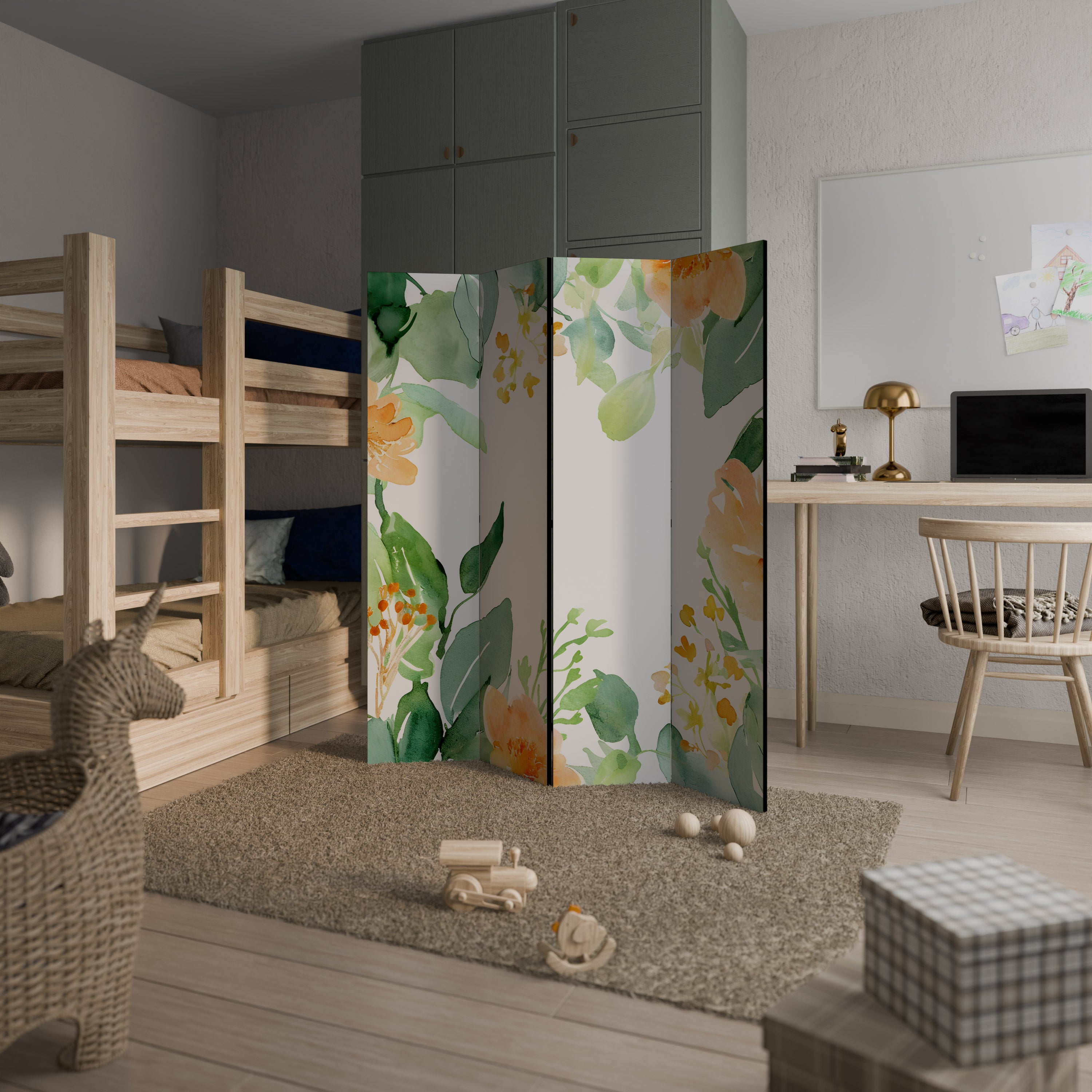 FLORAL SERENITY SPLIT Biombo Decorativo de 4 Painéis