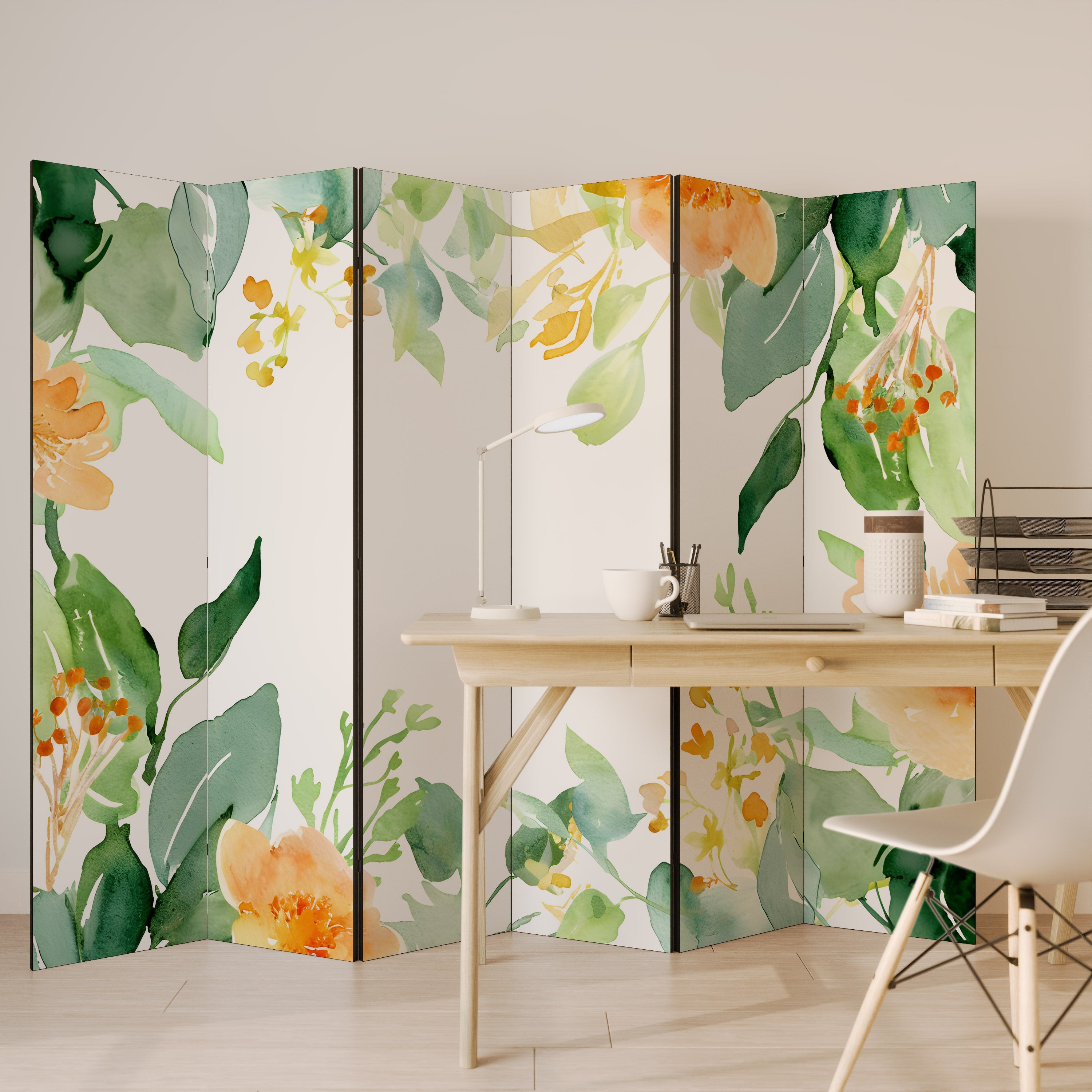 FLORAL SERENITY SPLIT Biombo Decorativo de 6 Painéis