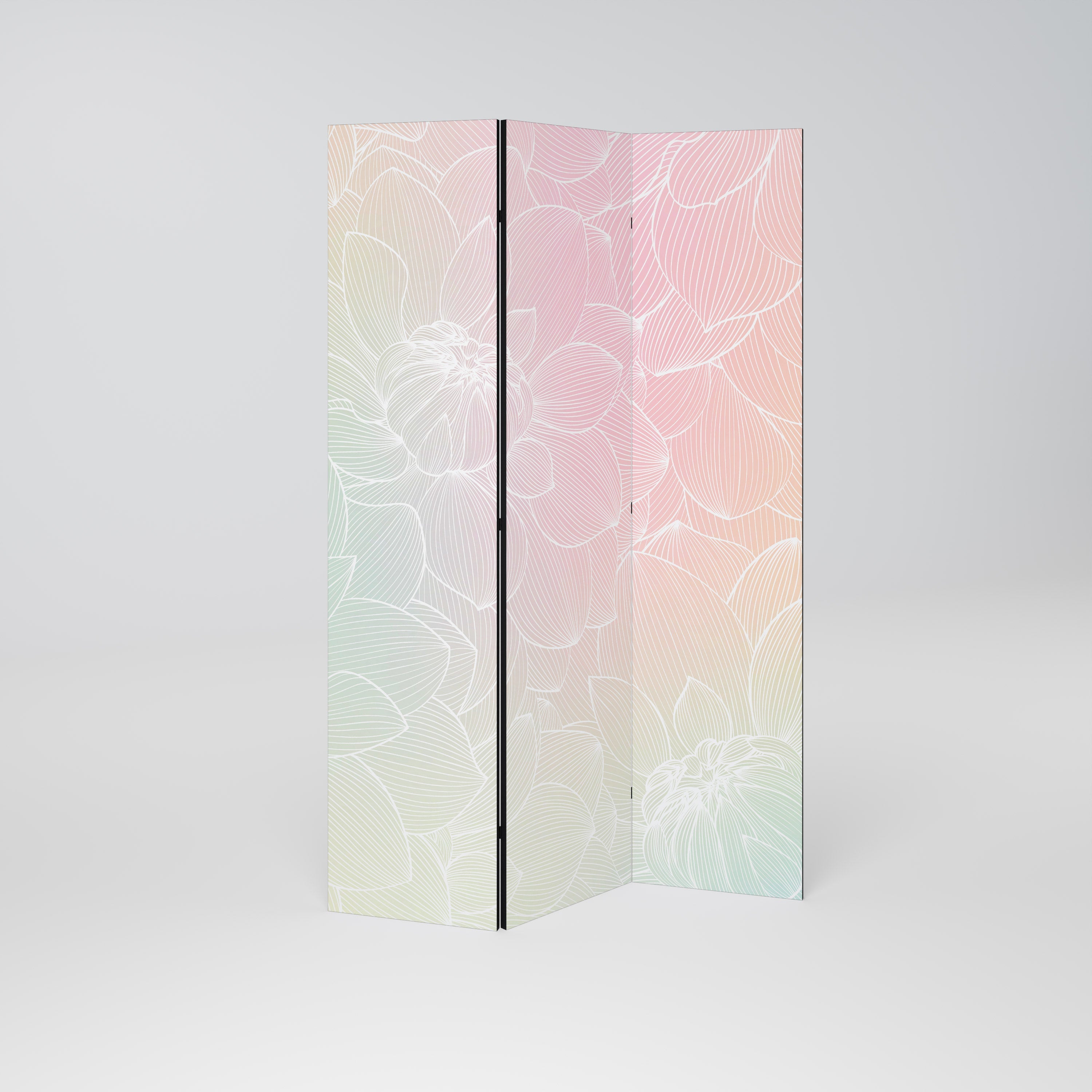 ELEGANT FLORAL FUSION Biombo Decorativo de 3 Painéis