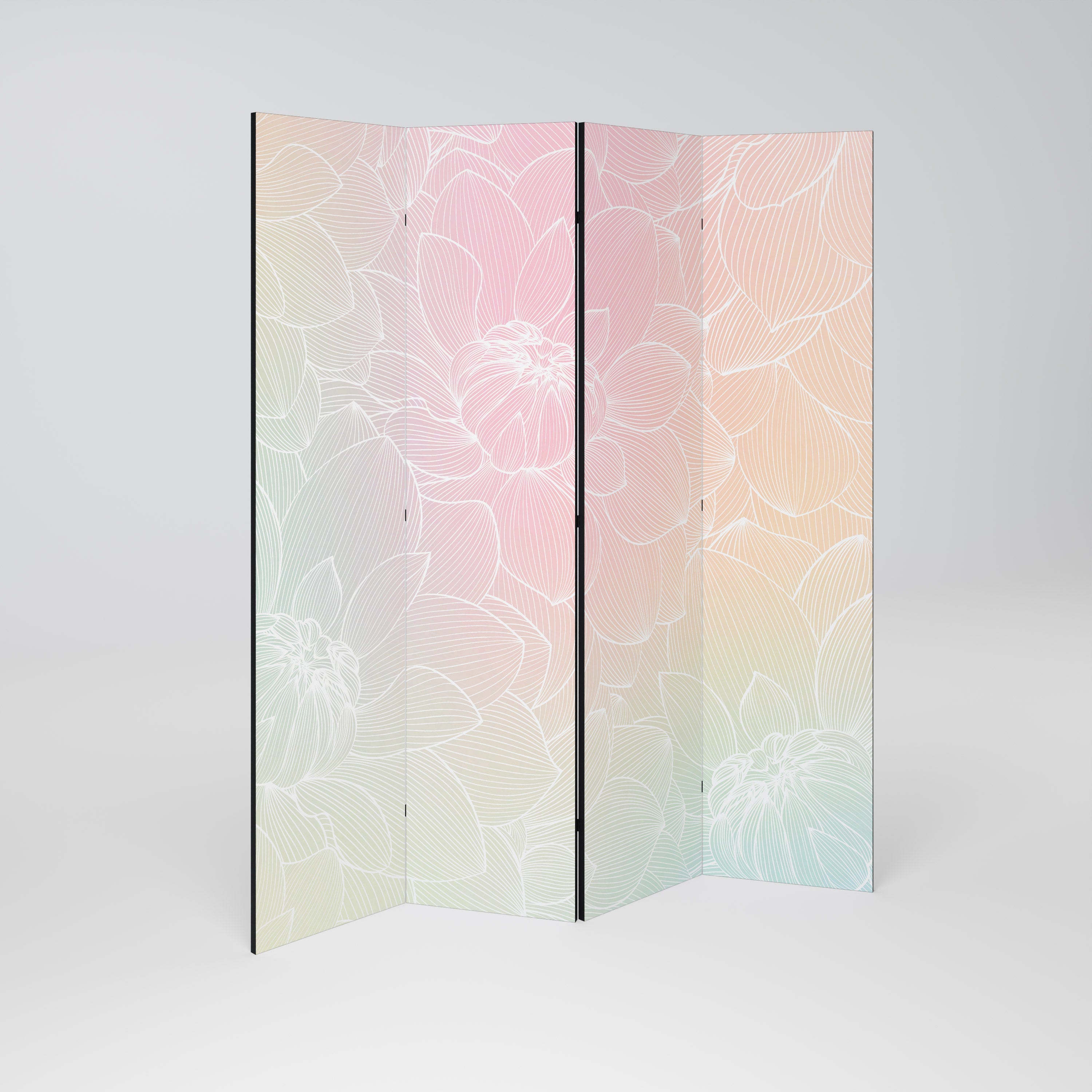 ELEGANT FLORAL FUSION Biombo Decorativo de 4 Painéis