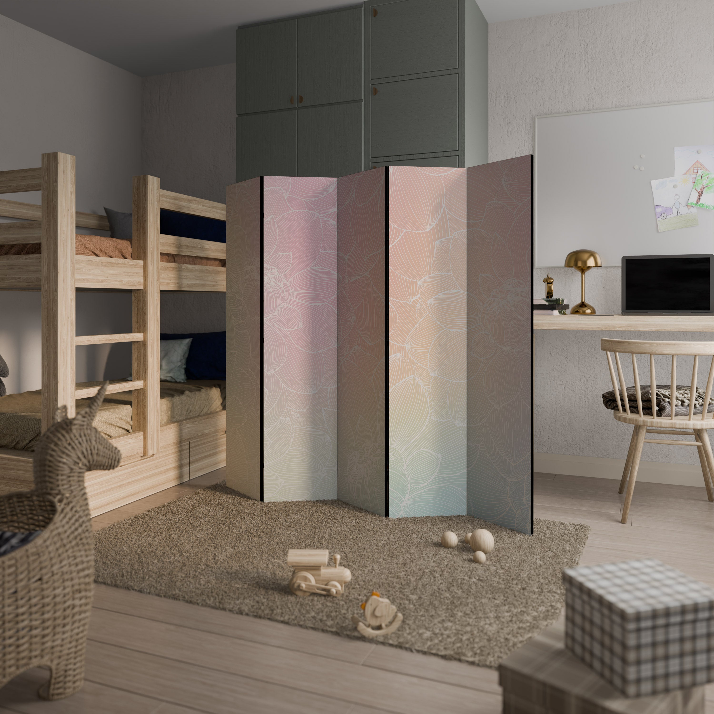 ELEGANT FLORAL FUSION 5-Panel Room Divider