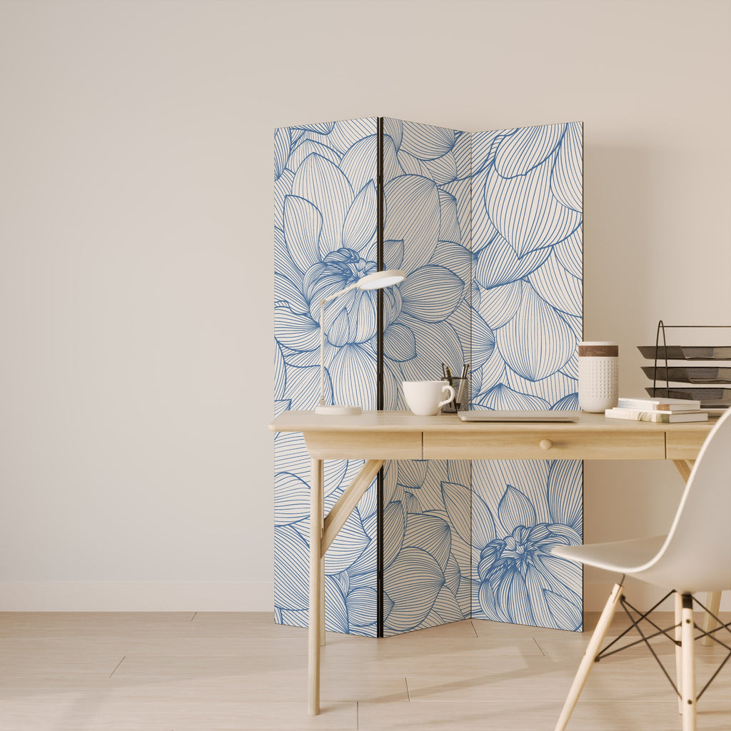 LUSH LINEAR BLOOMS Biombo Decorativo de 3 Painéis