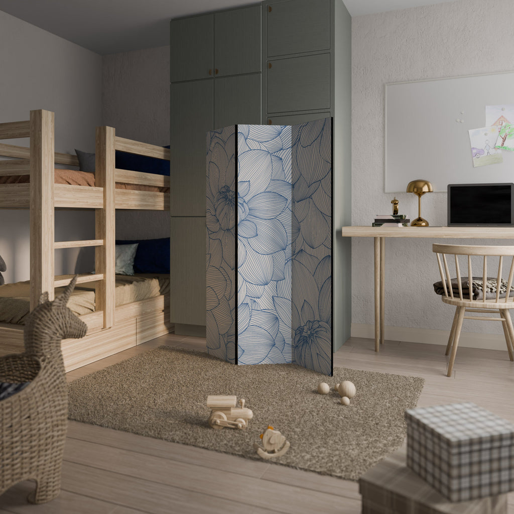 LUSH LINEAR BLOOMS Biombo Decorativo de 3 Painéis