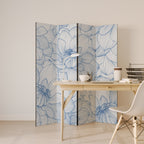 LUSH LINEAR BLOOMS Biombo Decorativo de 4 Painéis