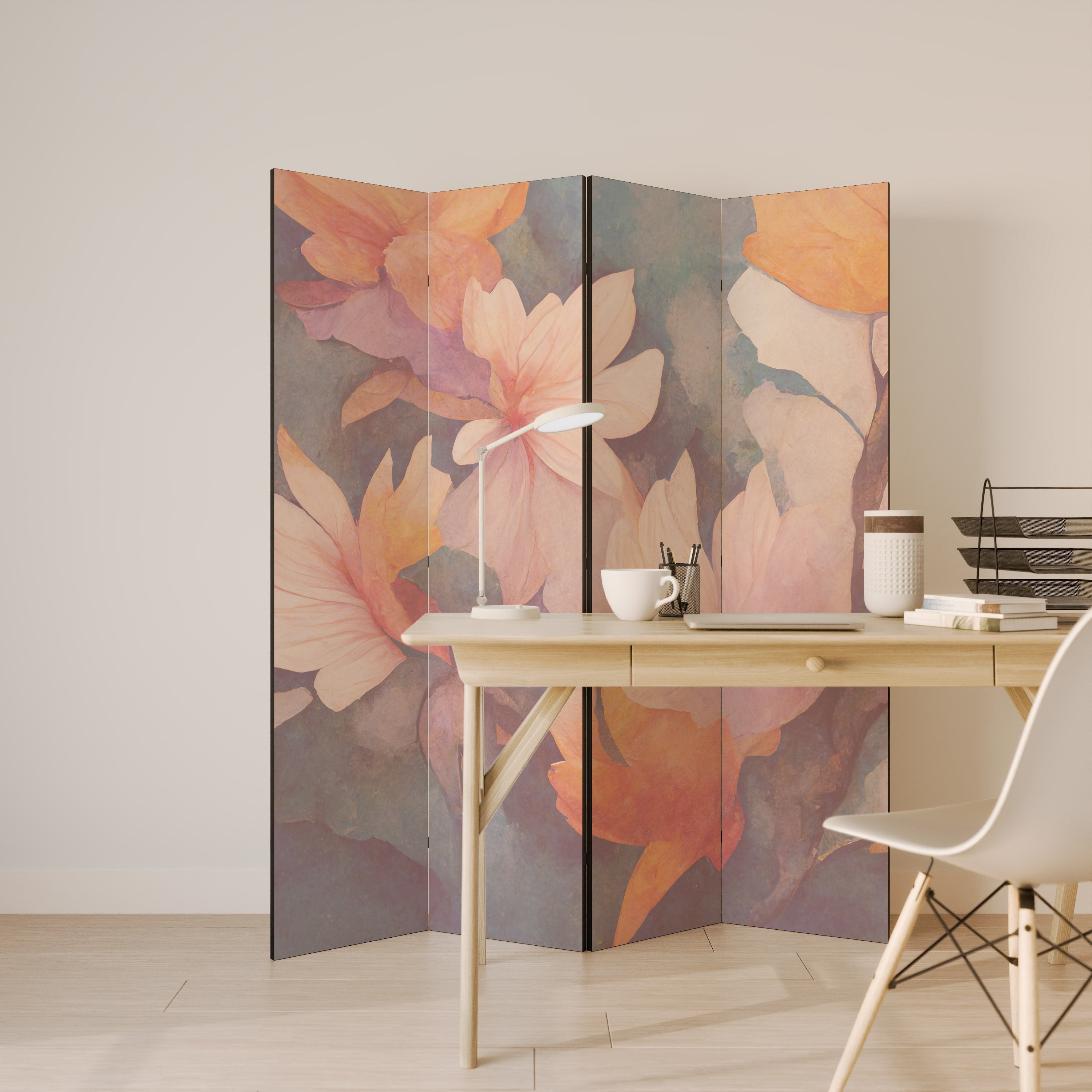 PETAL GRACE Biombo Decorativo de 4 Painéis