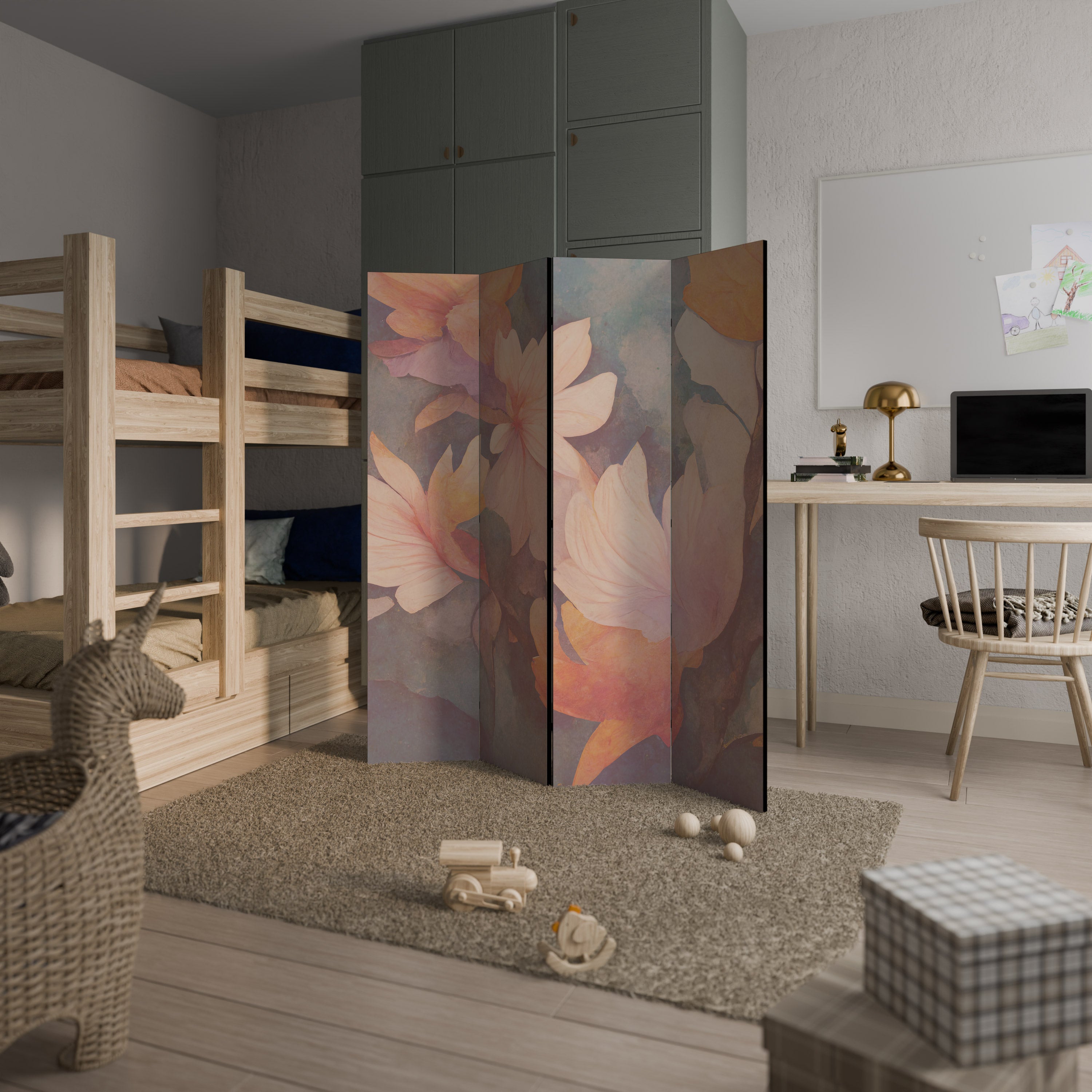 PETAL GRACE Biombo Decorativo de 4 Painéis