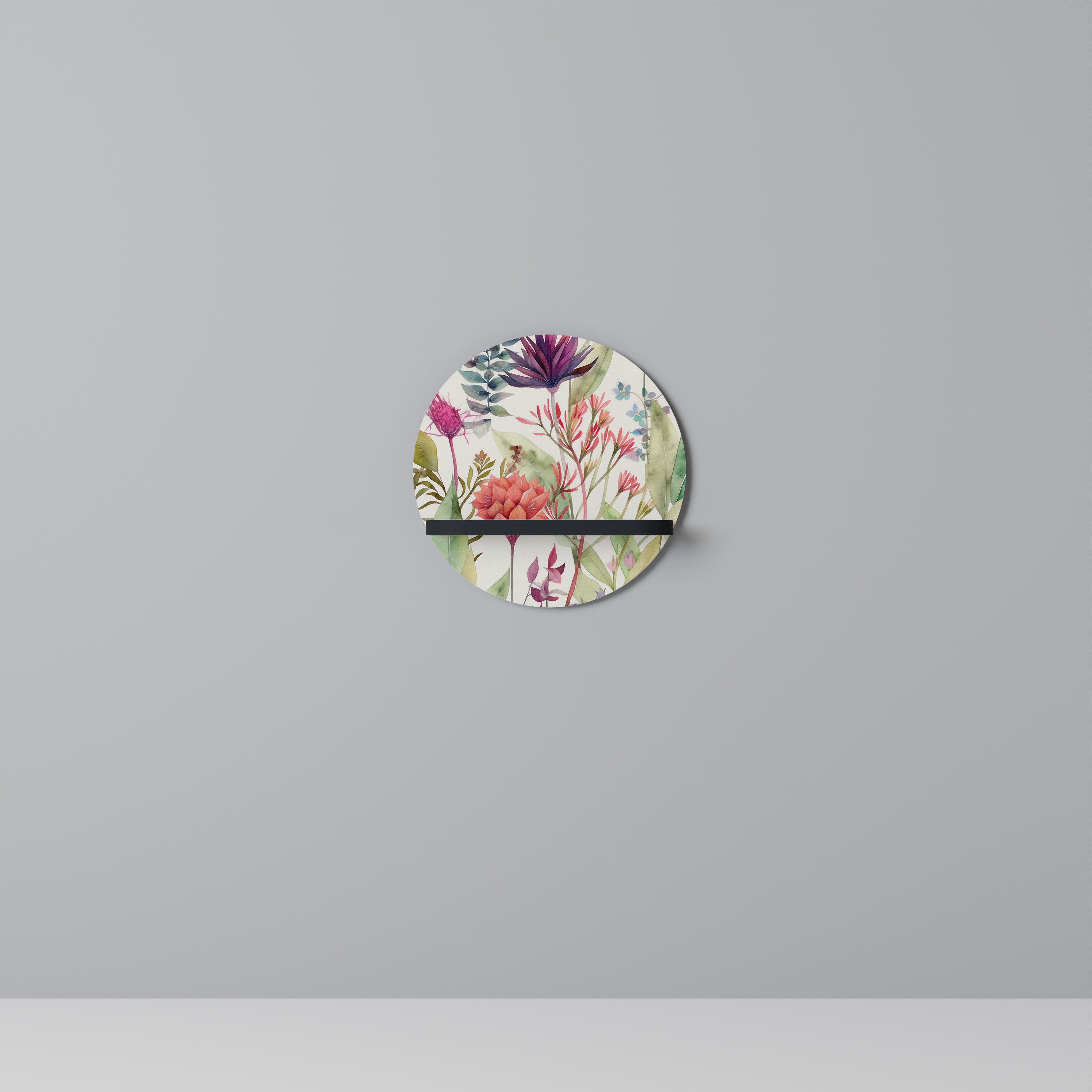 HERBAL FIESTA Round Art Shelf In Black Finish