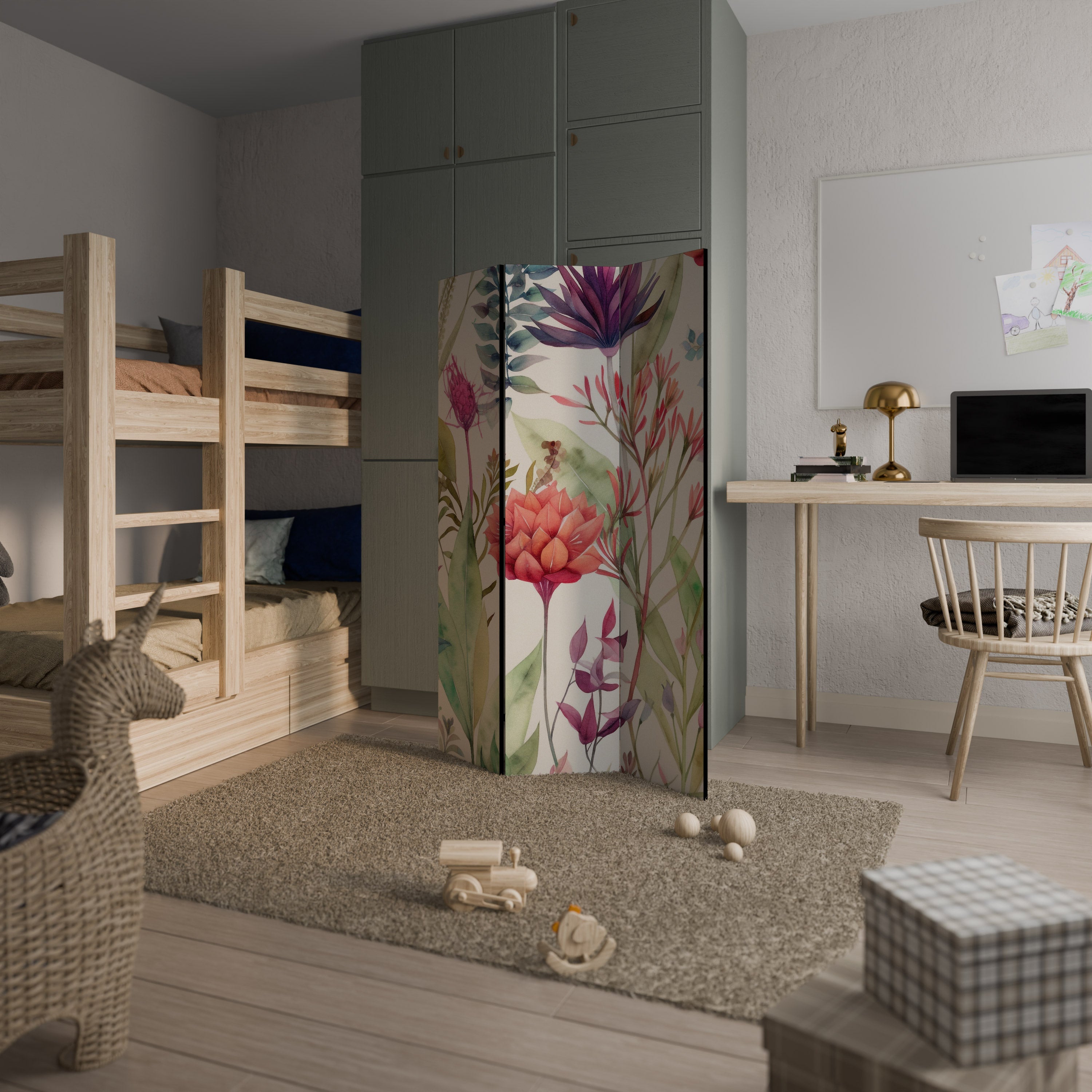 HERBAL FIESTA Biombo Decorativo de 3 Painéis