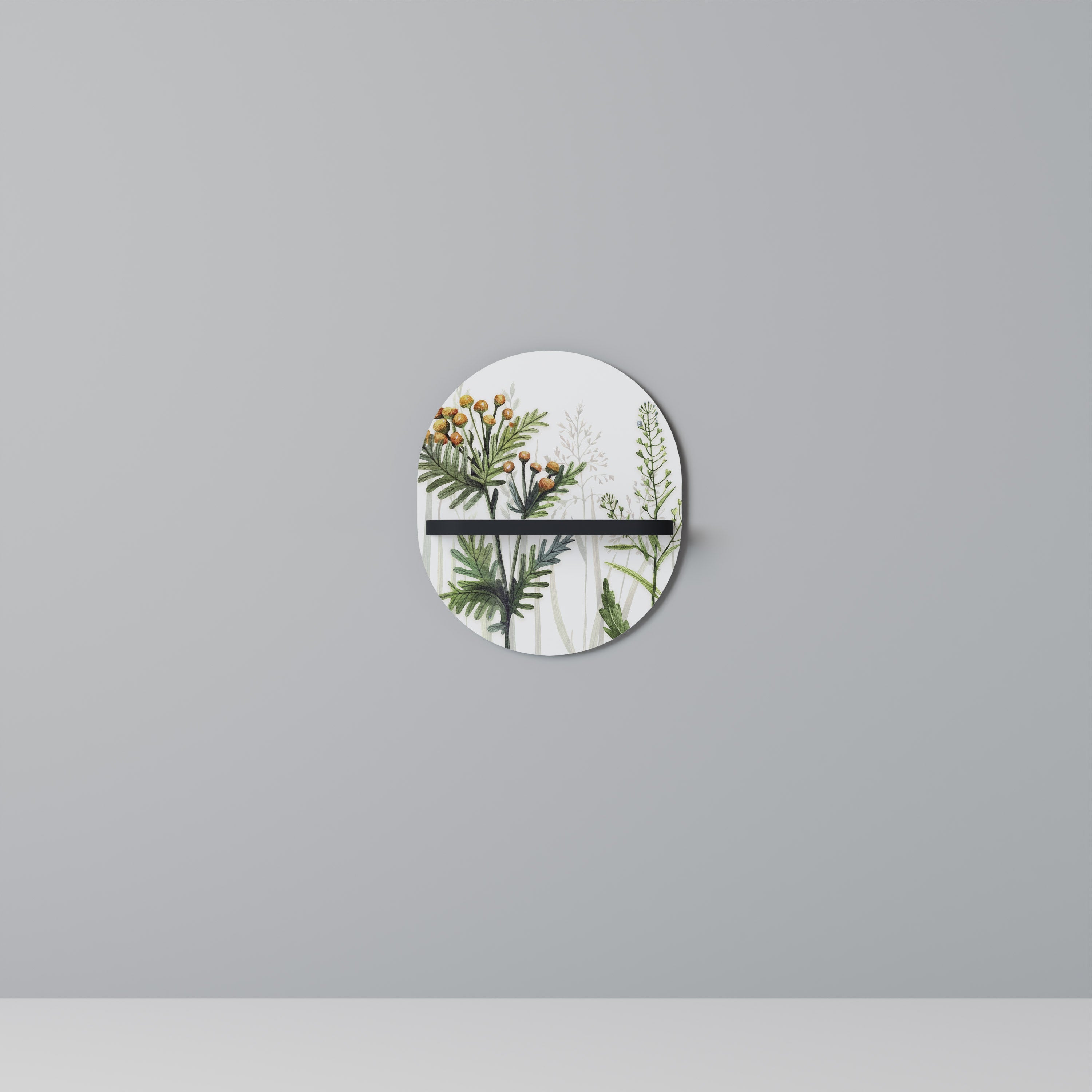 HERBAL DREAM Prateleira Oval Decorativa em Acabamento Preto