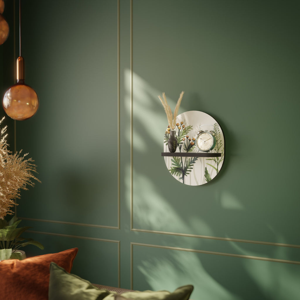 HERBAL DREAM Prateleira Oval Decorativa em Acabamento Preto