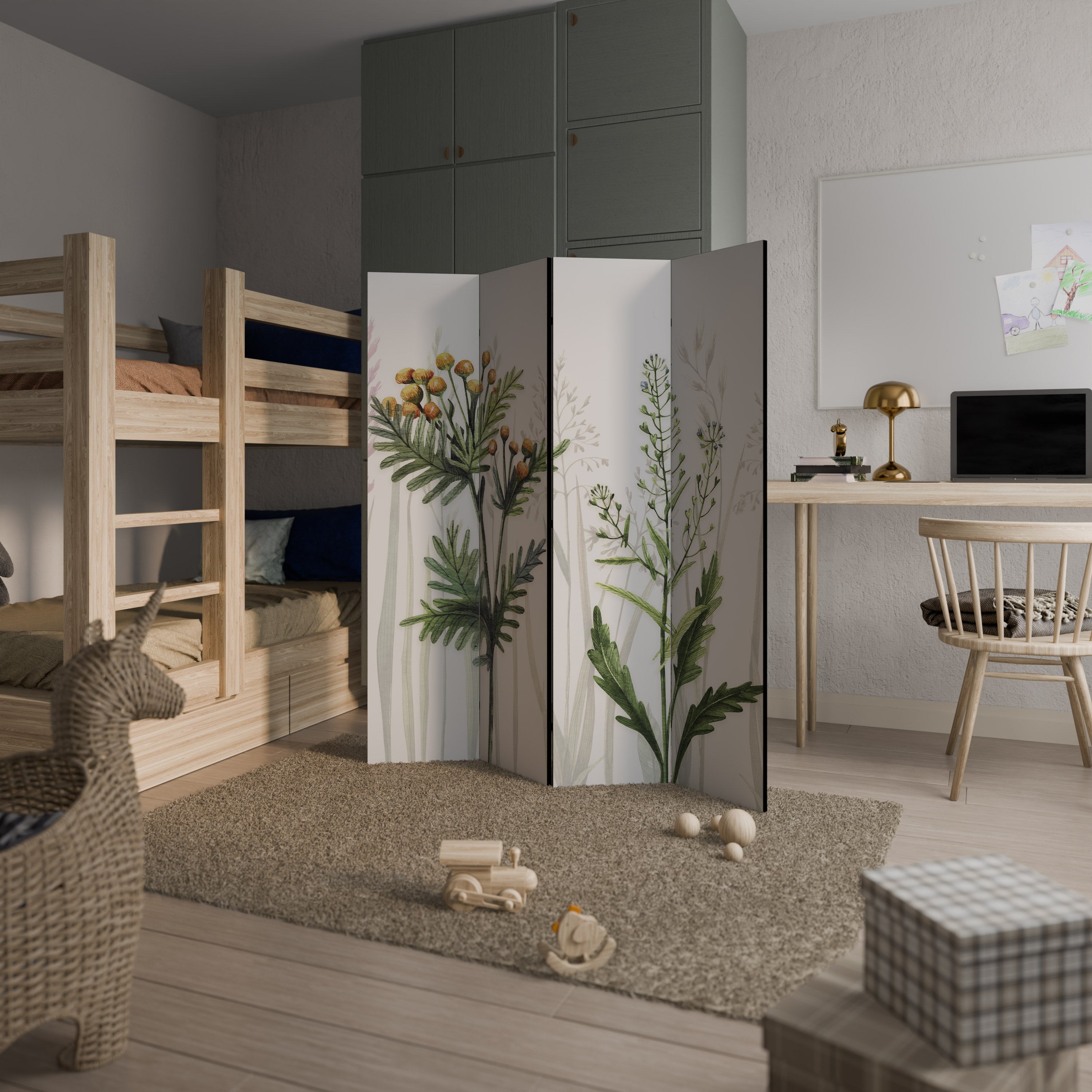 HERBAL DREAM Biombo Decorativo de 4 Painéis