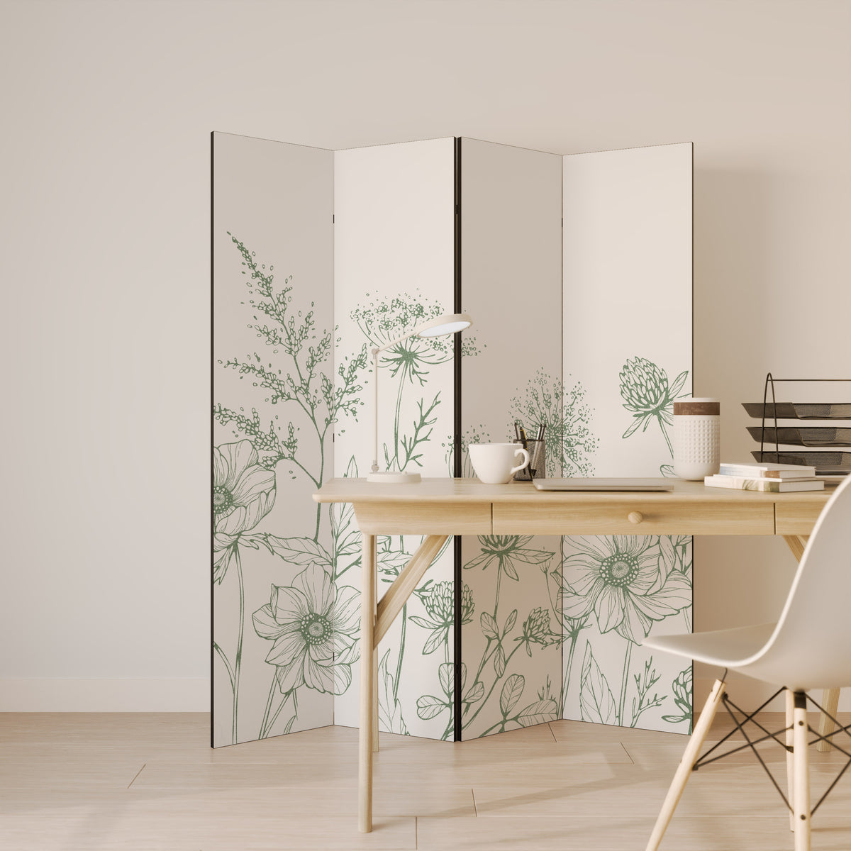 WILDER BEAUTY Biombo de 4 Painéis