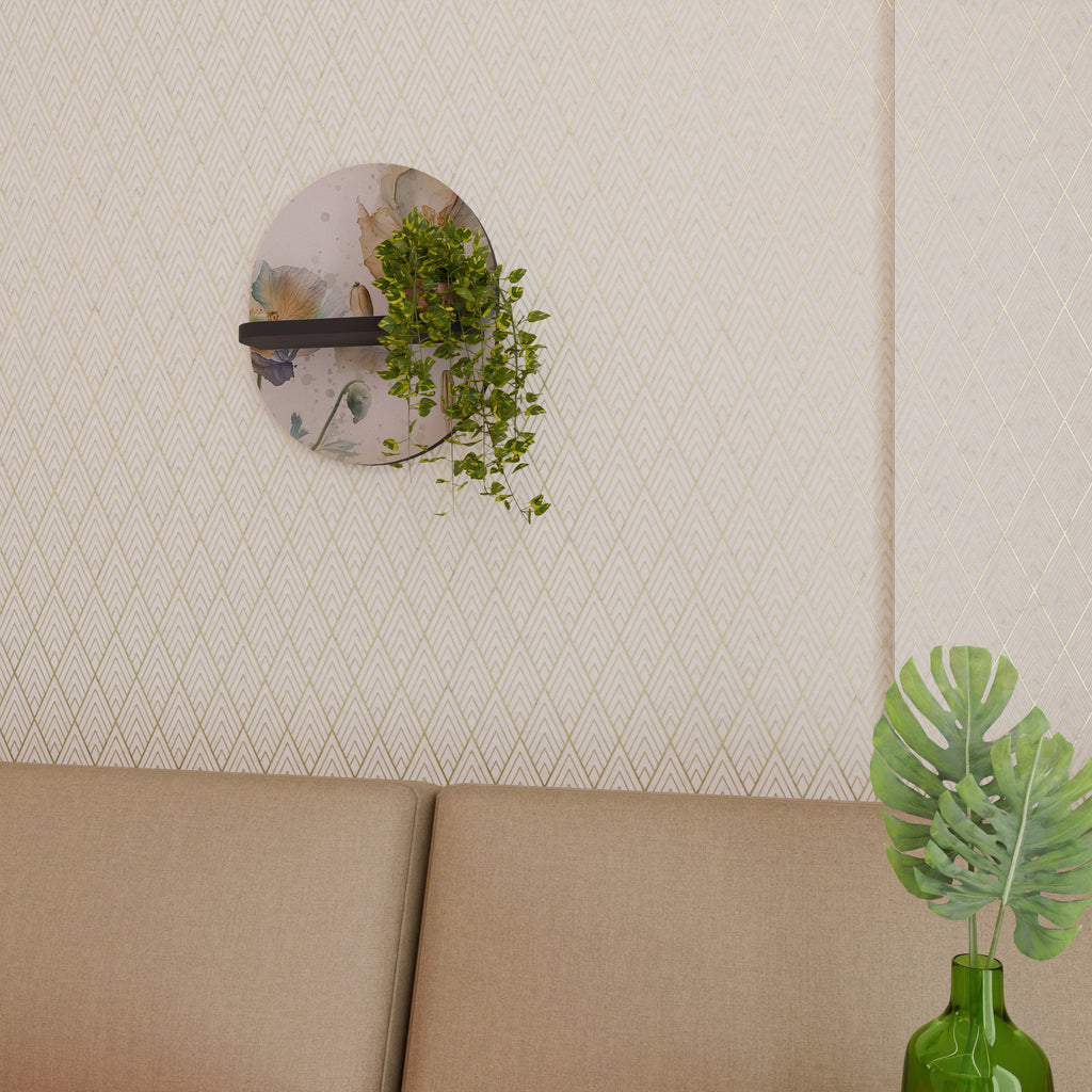 SOFTEN POPPY Prateleira Oval Decorativa em Acabamento Preto