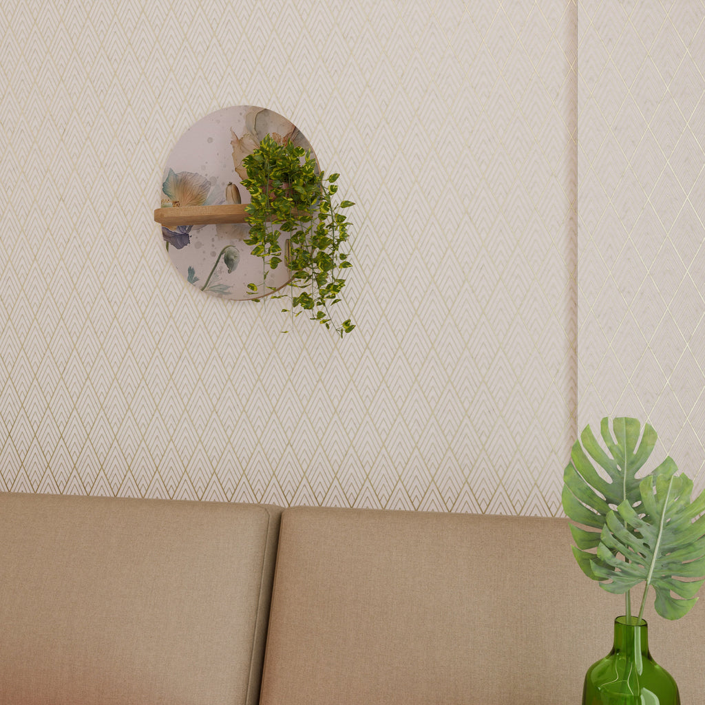 SOFTEN POPPY Prateleira Oval Decorativa em Efeito Carvalho