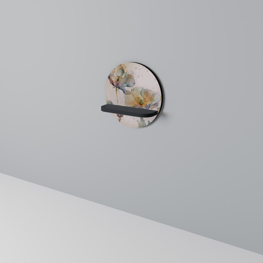SOFTEN POPPY Round Art Shelf In Black Finish