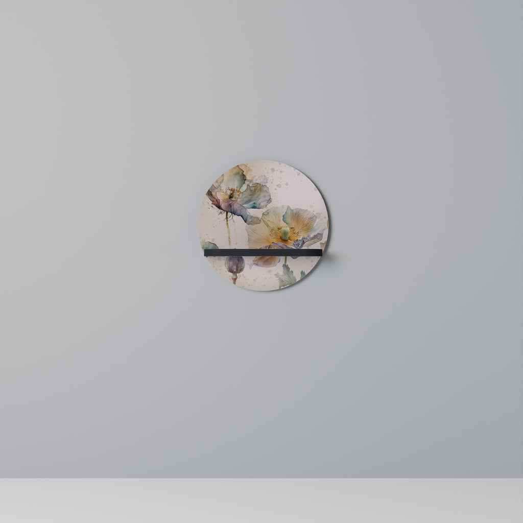 SOFTEN POPPY Round Art Shelf In Black Finish