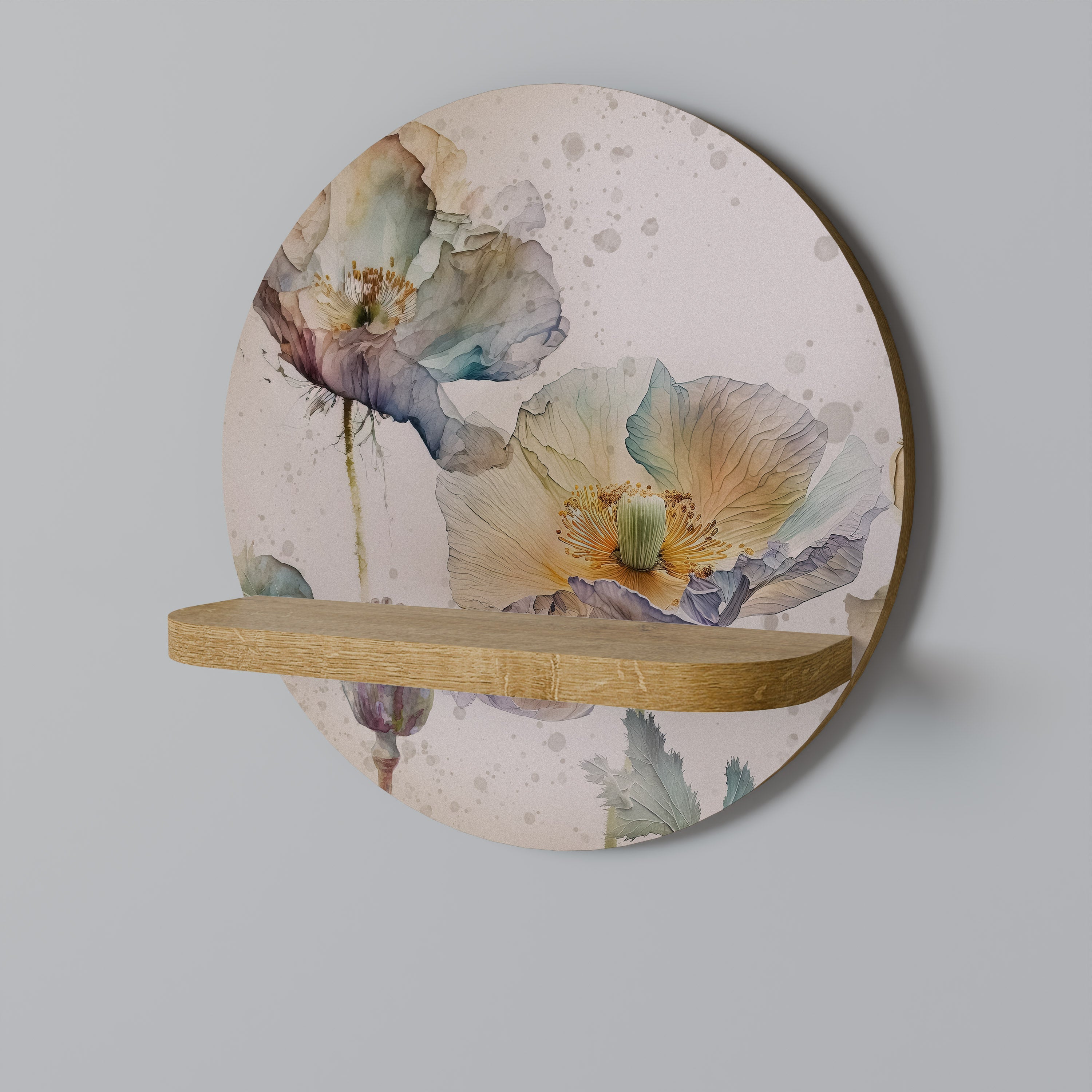 SOFTEN POPPY Prateleira Redonda Decorativa em Efeito Carvalho