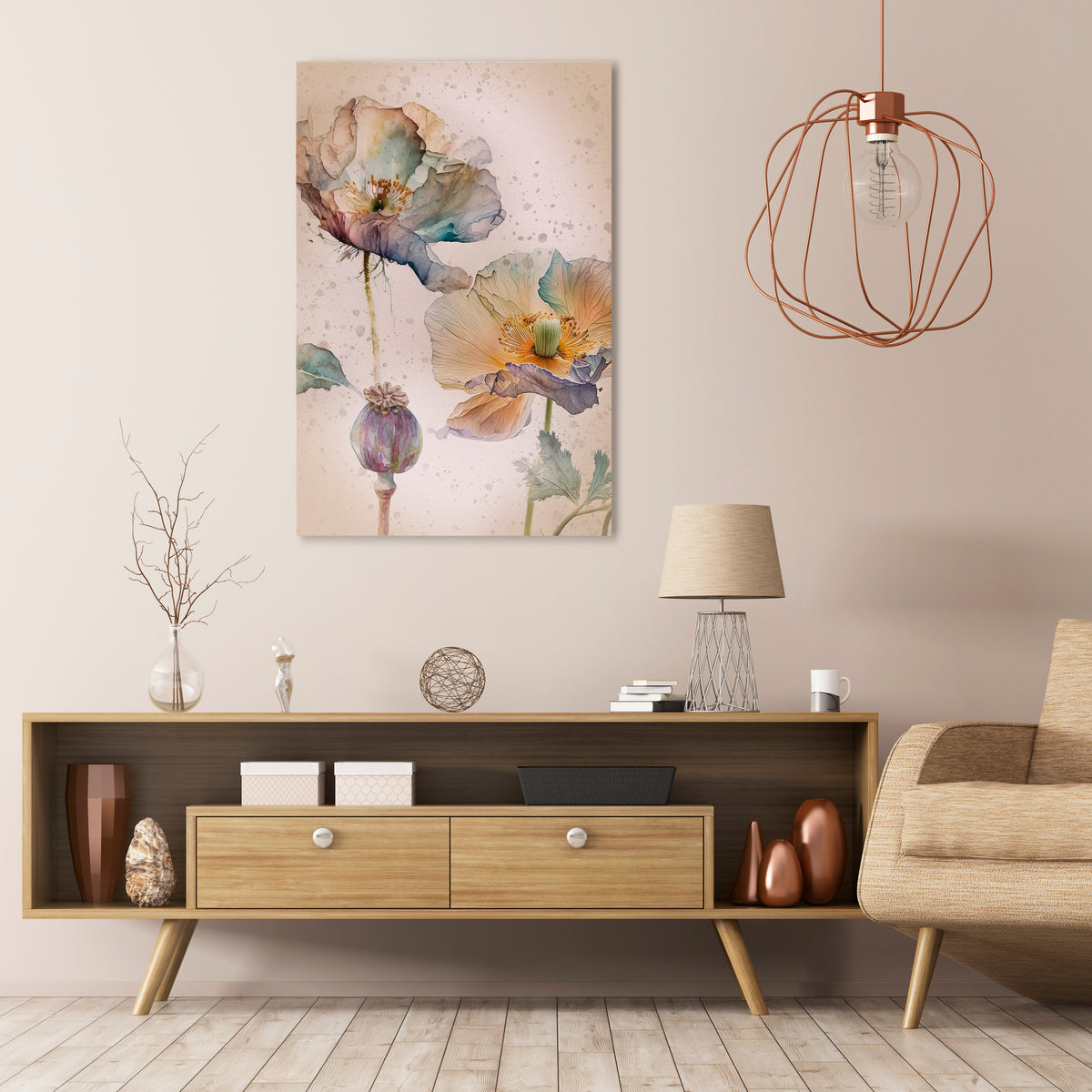 SOFTEN POPPY Quadro em tela vertical