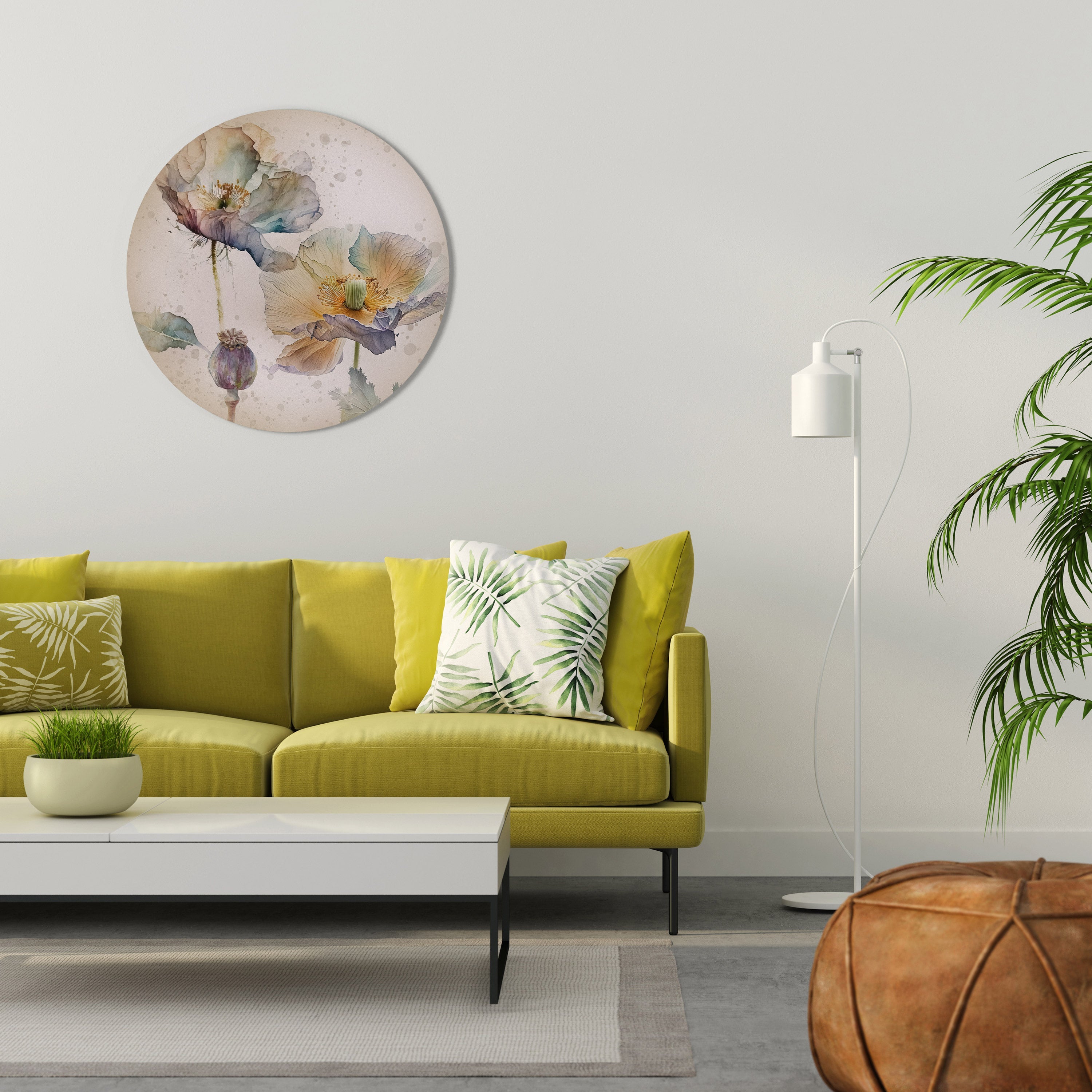 SOFTEN POPPY Quadro Redondo Decorativo