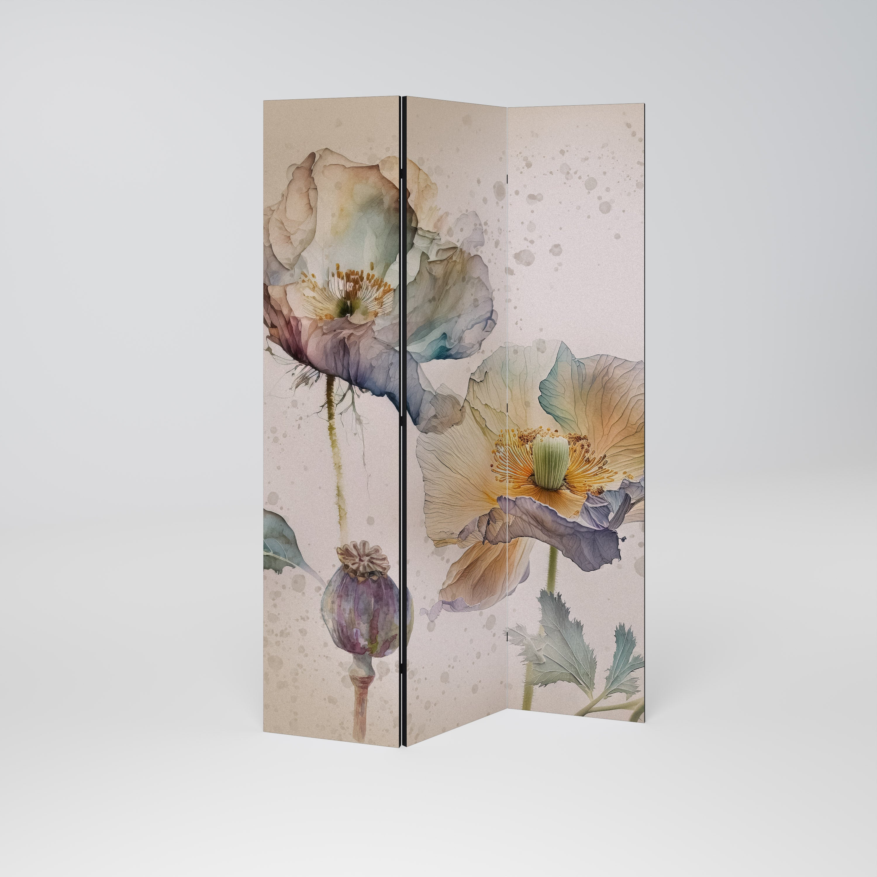 SOFTEN POPPY Biombo Decorativo de 3 Painéis