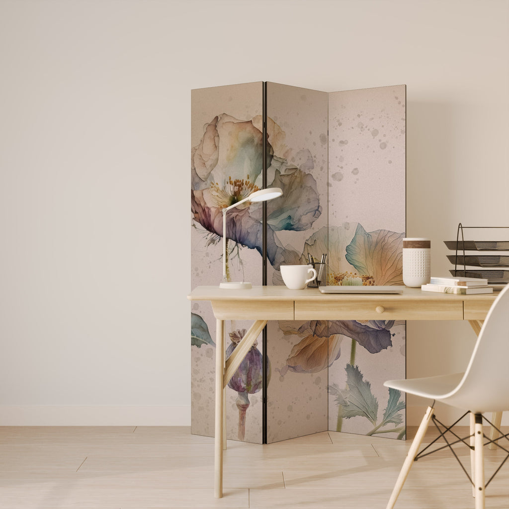 SOFTEN POPPY Biombo Decorativo de 3 Painéis
