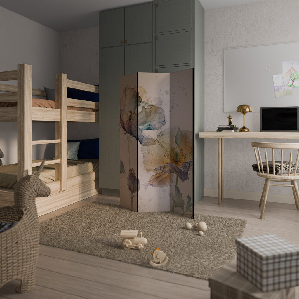 SOFTEN POPPY Biombo Decorativo de 3 Painéis