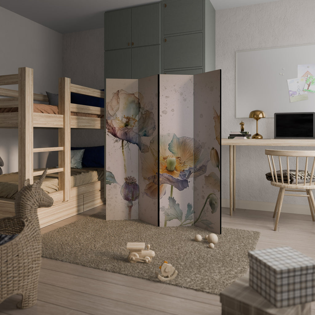 SOFTEN POPPY Biombo Decorativo de 4 Painéis