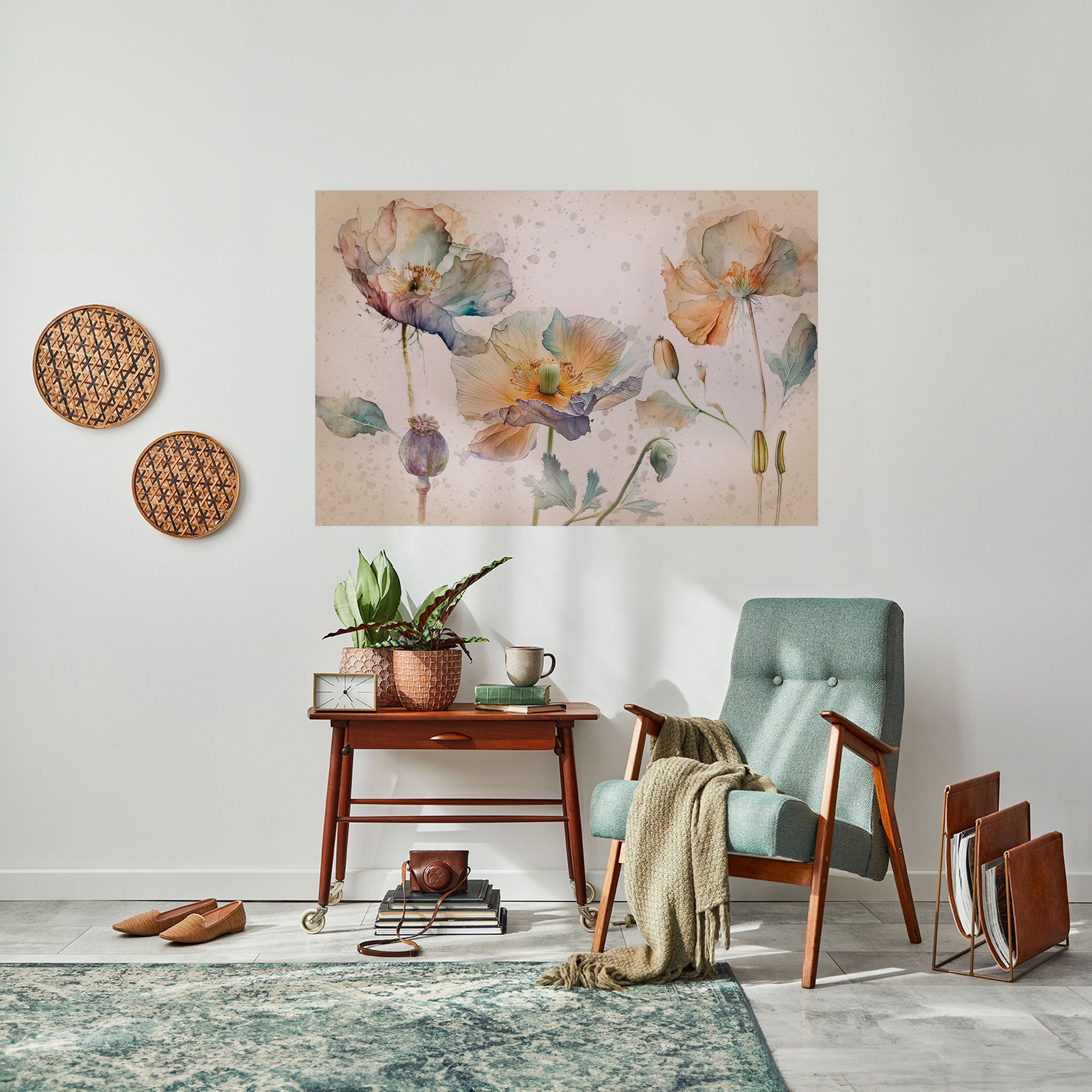 SOFTEN POPPY Poster Horizontal Autocolante