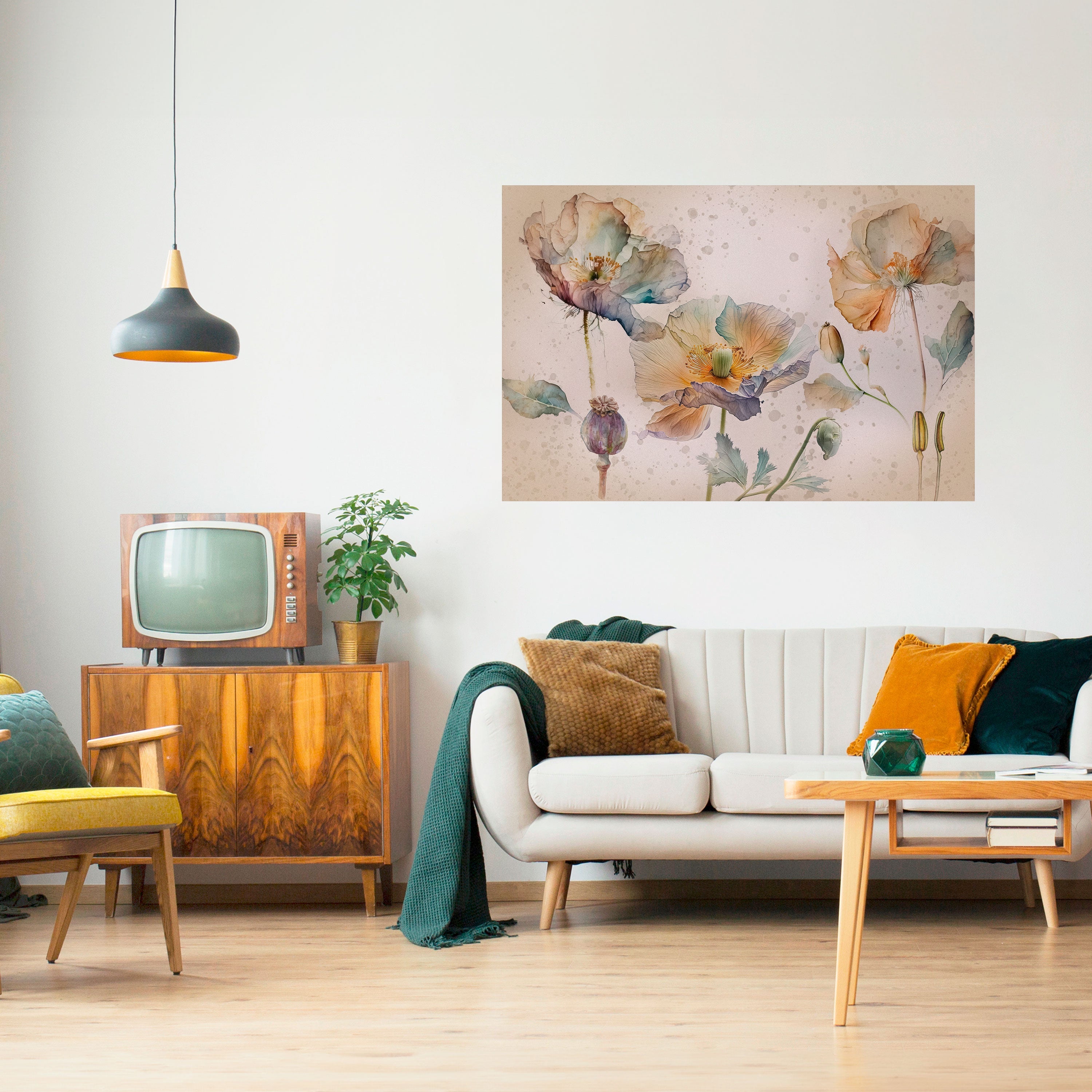 SOFTEN POPPY Peel and Stick Horizontal Poster